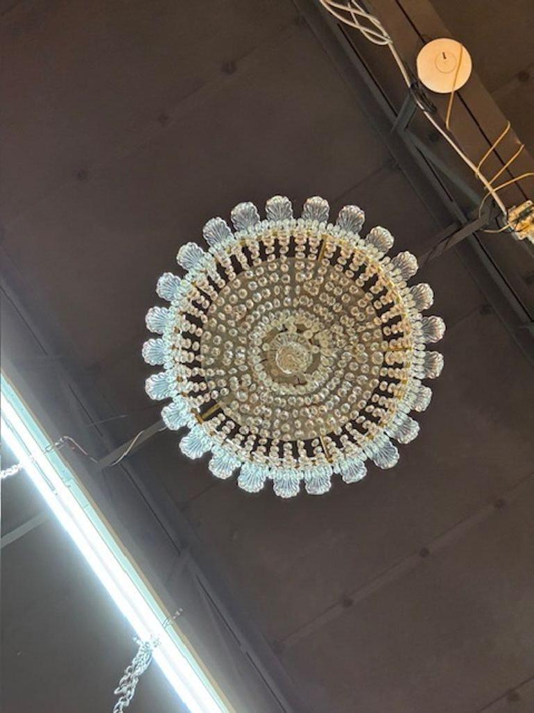 French Crystal and Bronze Baccarat Manner Flush Mount 3