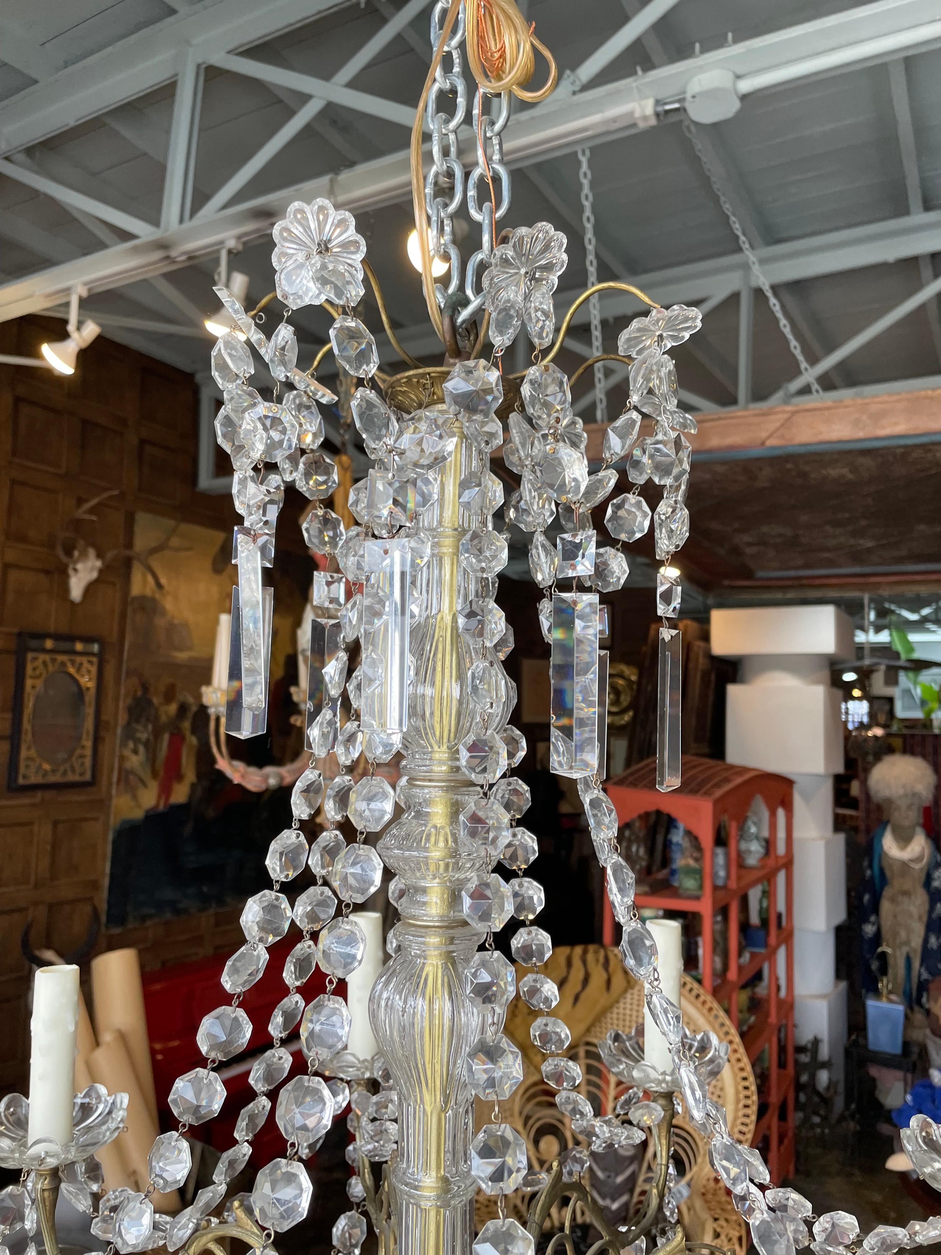 Bronzo Lampadario francese in cristallo e bronzo (inizio XX secolo) in vendita