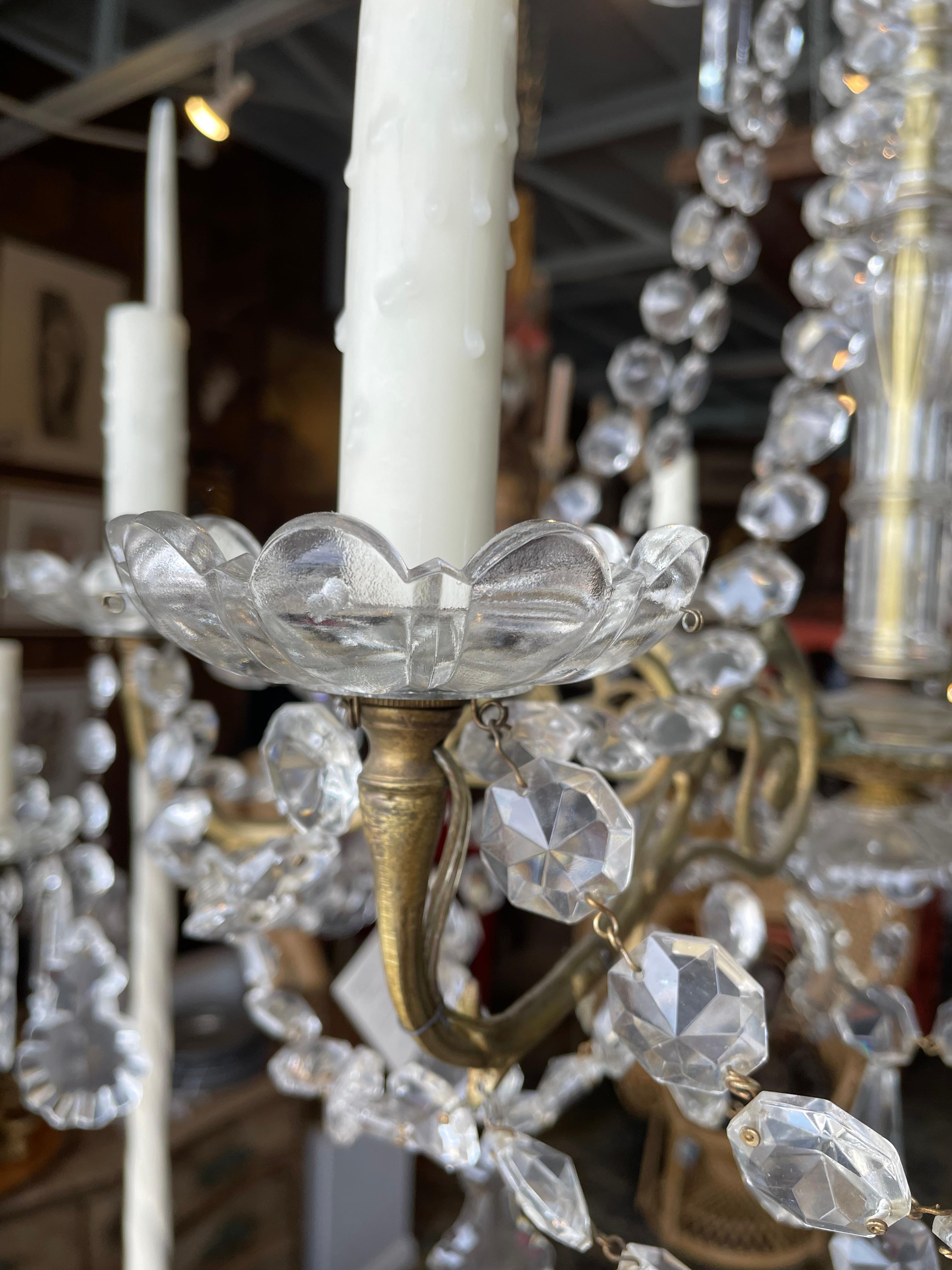 Lampadario francese in cristallo e bronzo (inizio XX secolo) in vendita 1