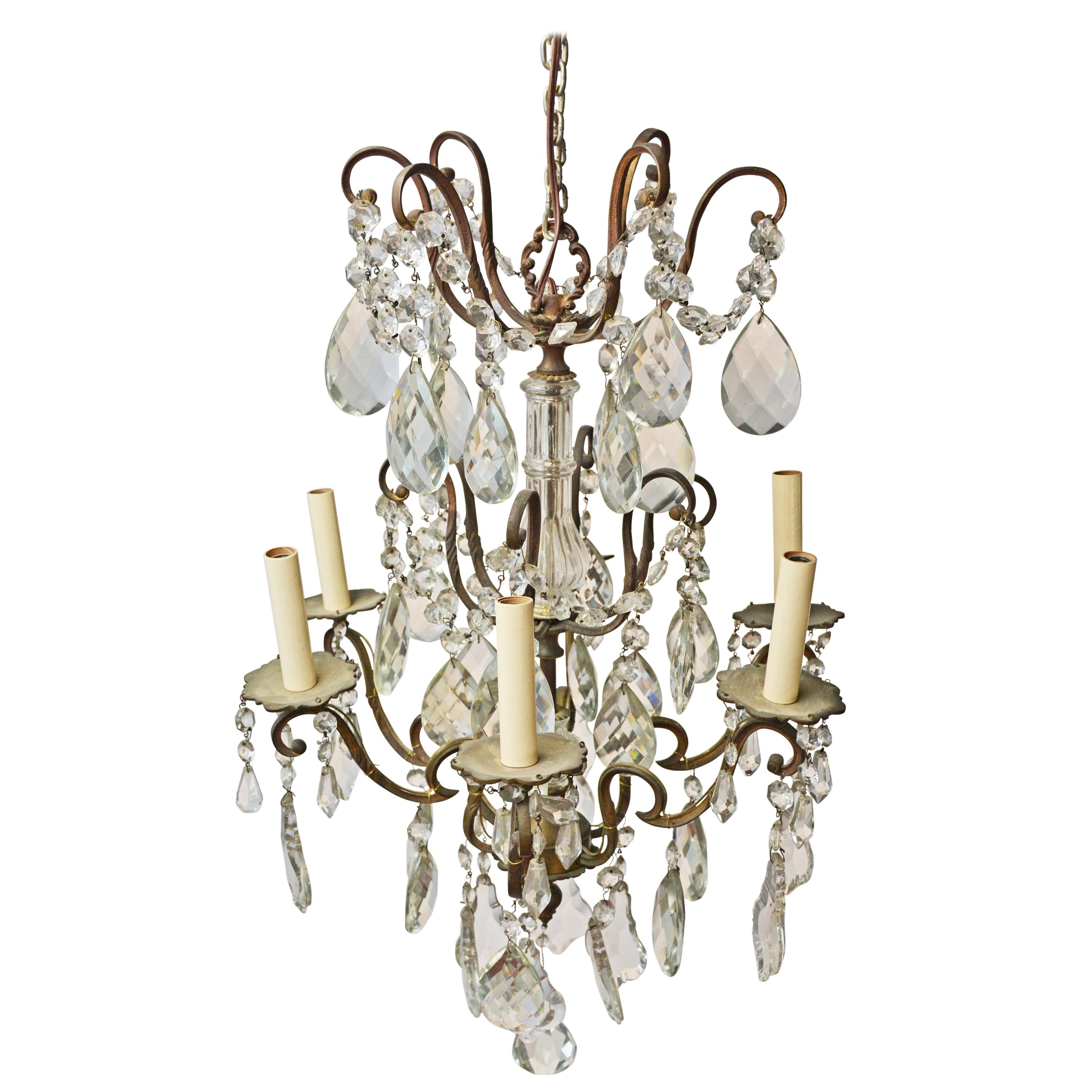 French Crystal and Bronze Chandelier