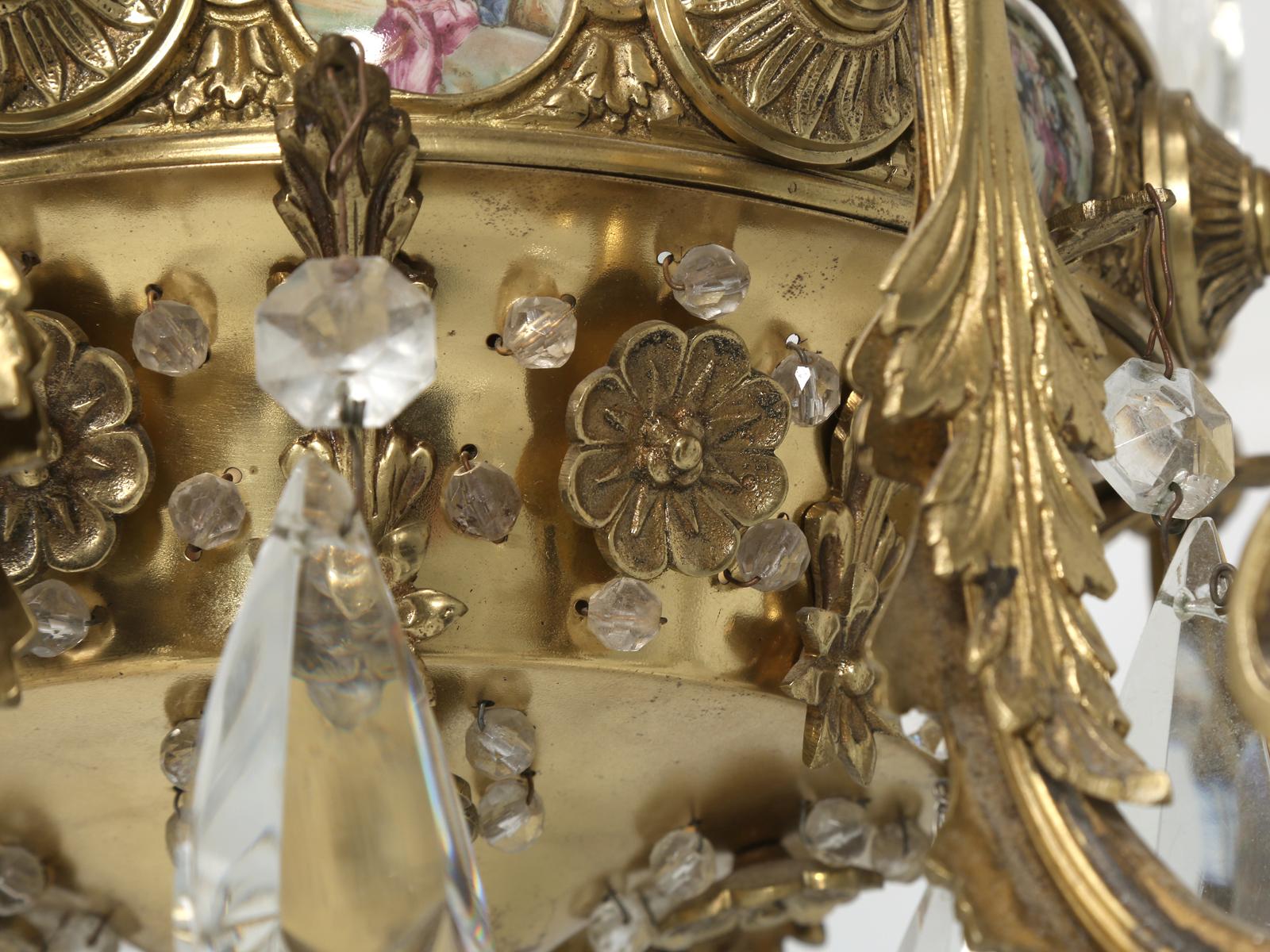 French Crystal and Bronze Chandelier with Unusual Details Including Cameos For Sale 3