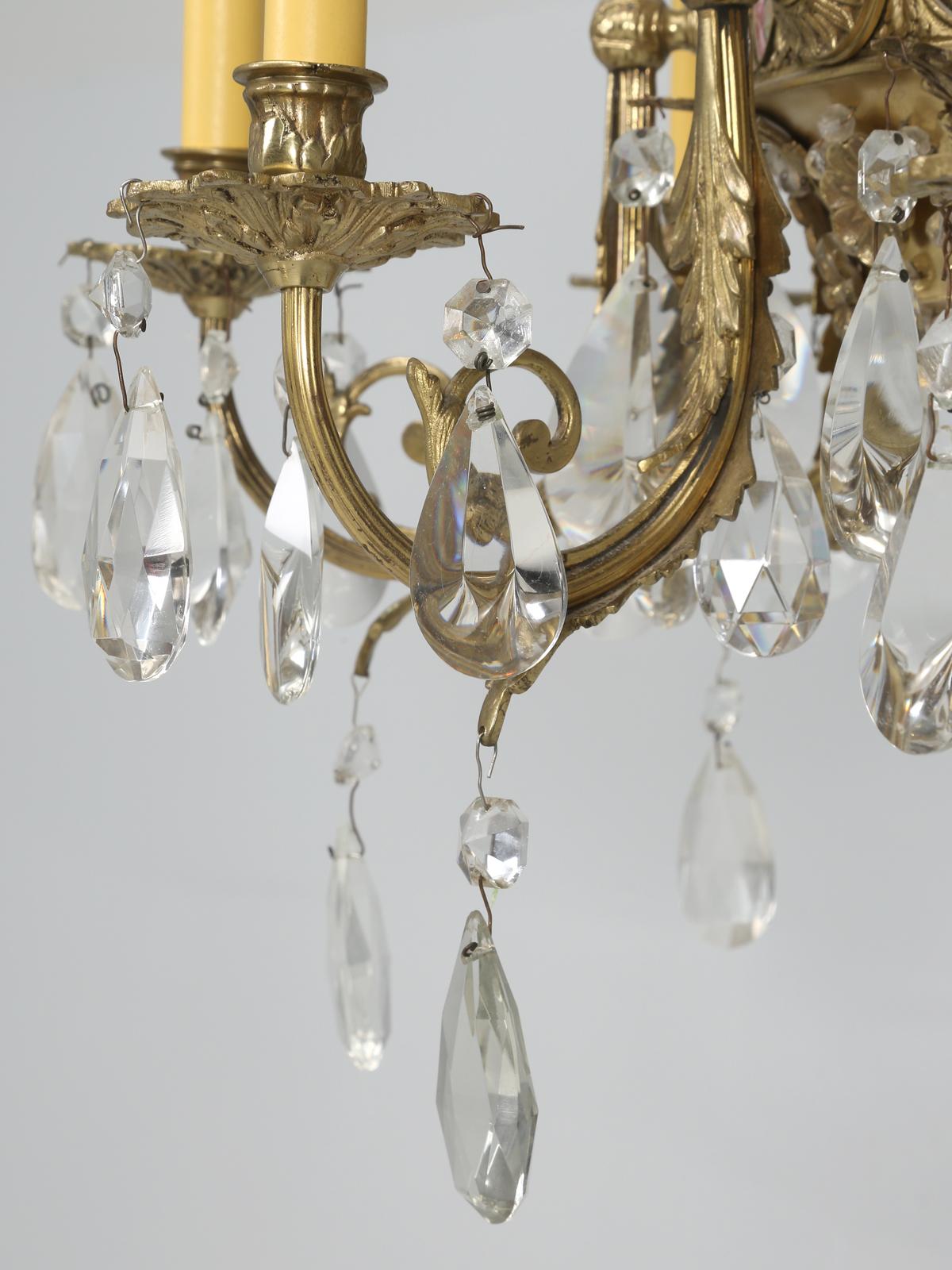 French Crystal and Bronze Chandelier with Unusual Details Including Cameos For Sale 5