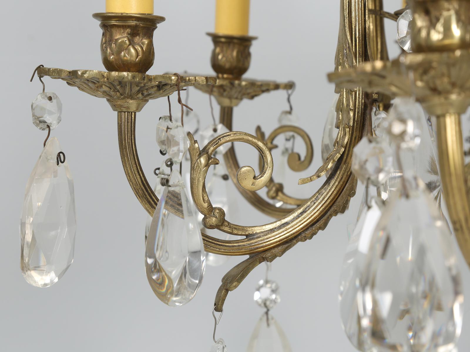 French Crystal and Bronze Chandelier with Unusual Details Including Cameos For Sale 6