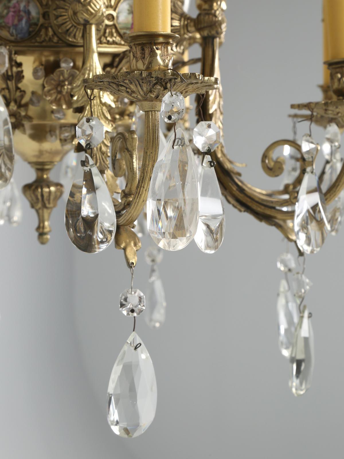 French Crystal and Bronze Chandelier with Unusual Details Including Cameos For Sale 7