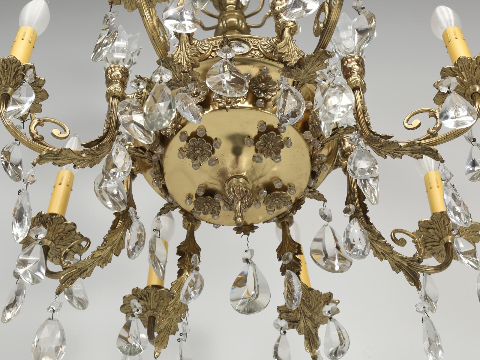 French Crystal and Bronze Chandelier with Unusual Details Including Cameos For Sale 9