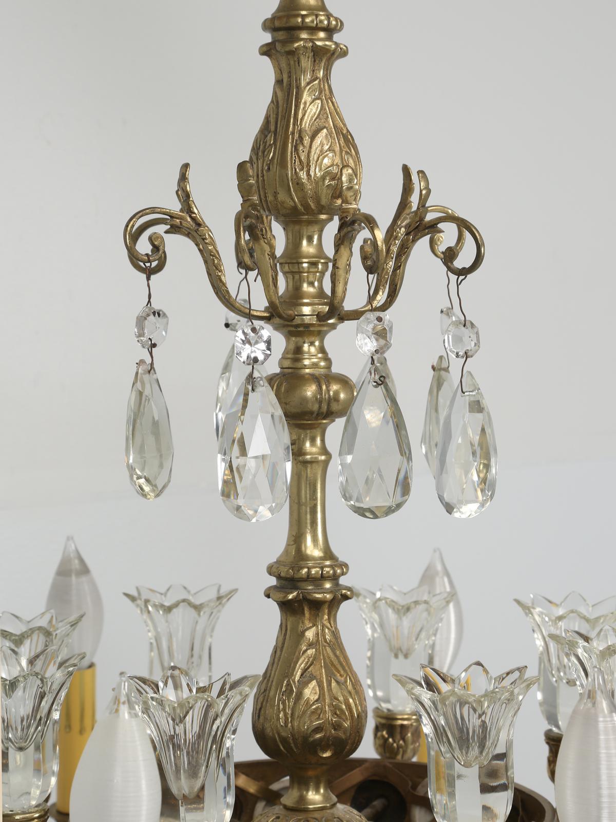 Hand-Crafted French Crystal and Bronze Chandelier with Unusual Details Including Cameos For Sale