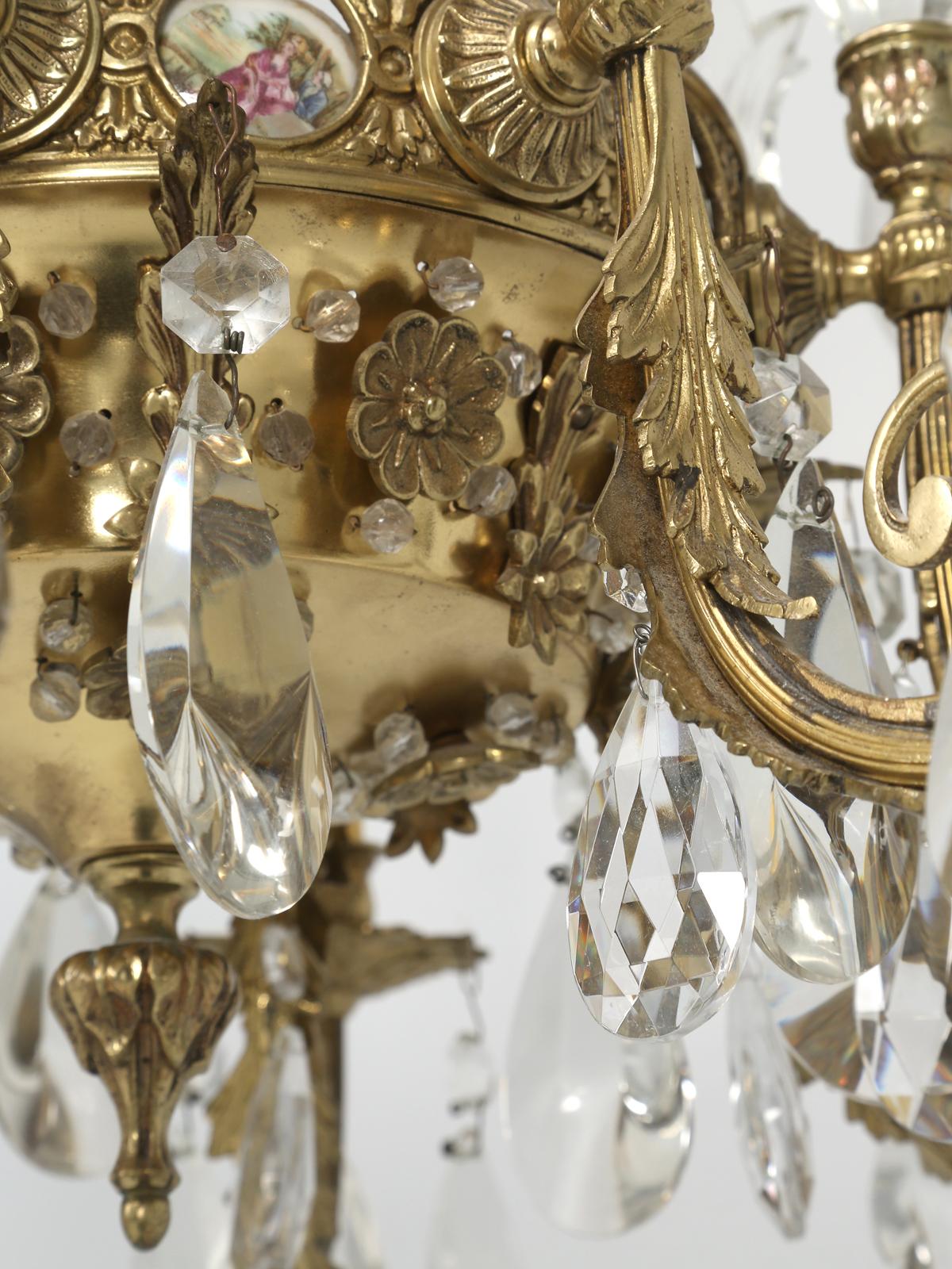 French Crystal and Bronze Chandelier with Unusual Details Including Cameos For Sale 2