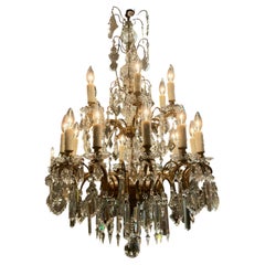 French crystal and bronze eighteen light chandelier baccarat manner