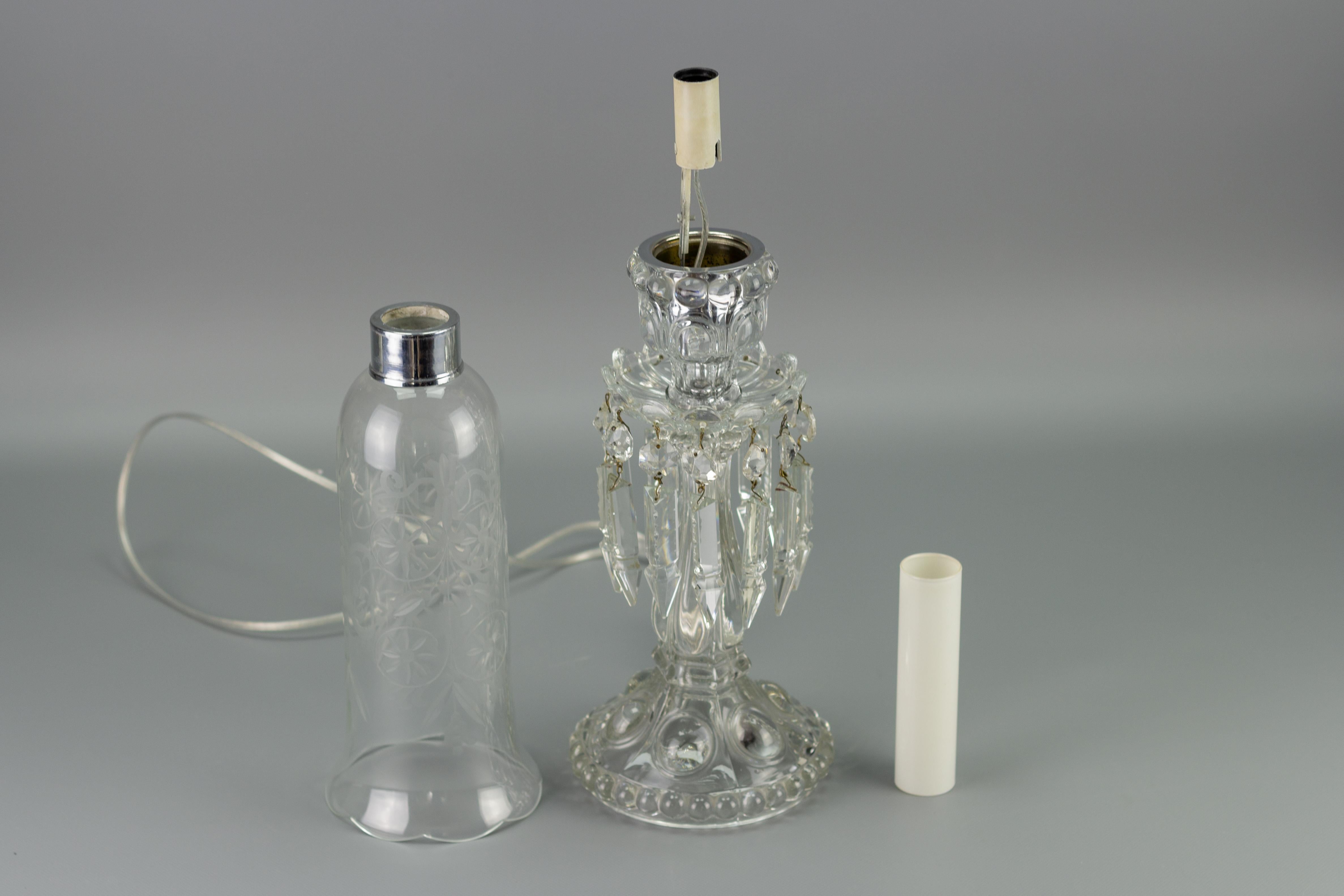 French Crystal and Cut Glass Hurricane Table Lamp 4