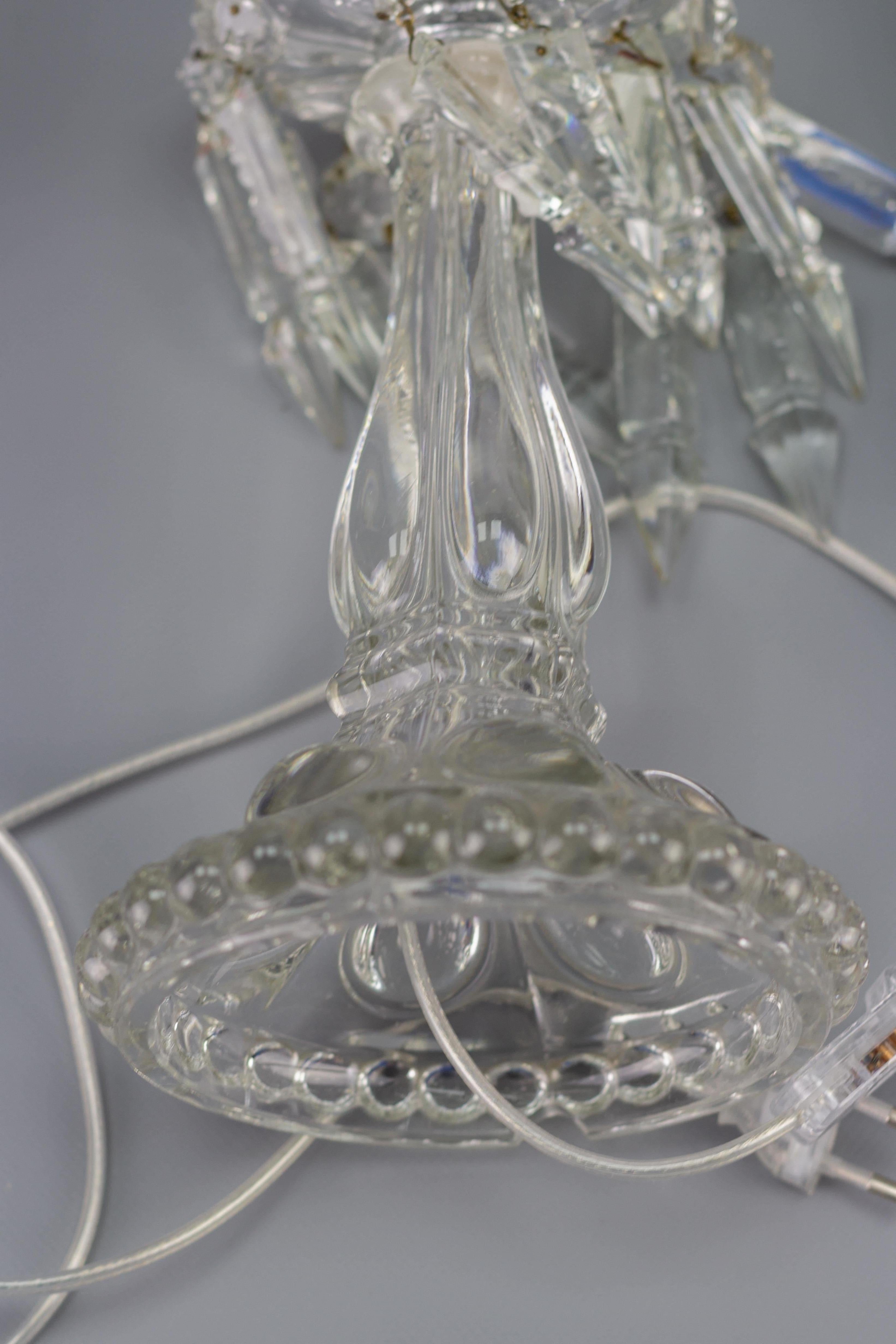 French Crystal and Cut Glass Hurricane Table Lamp 8