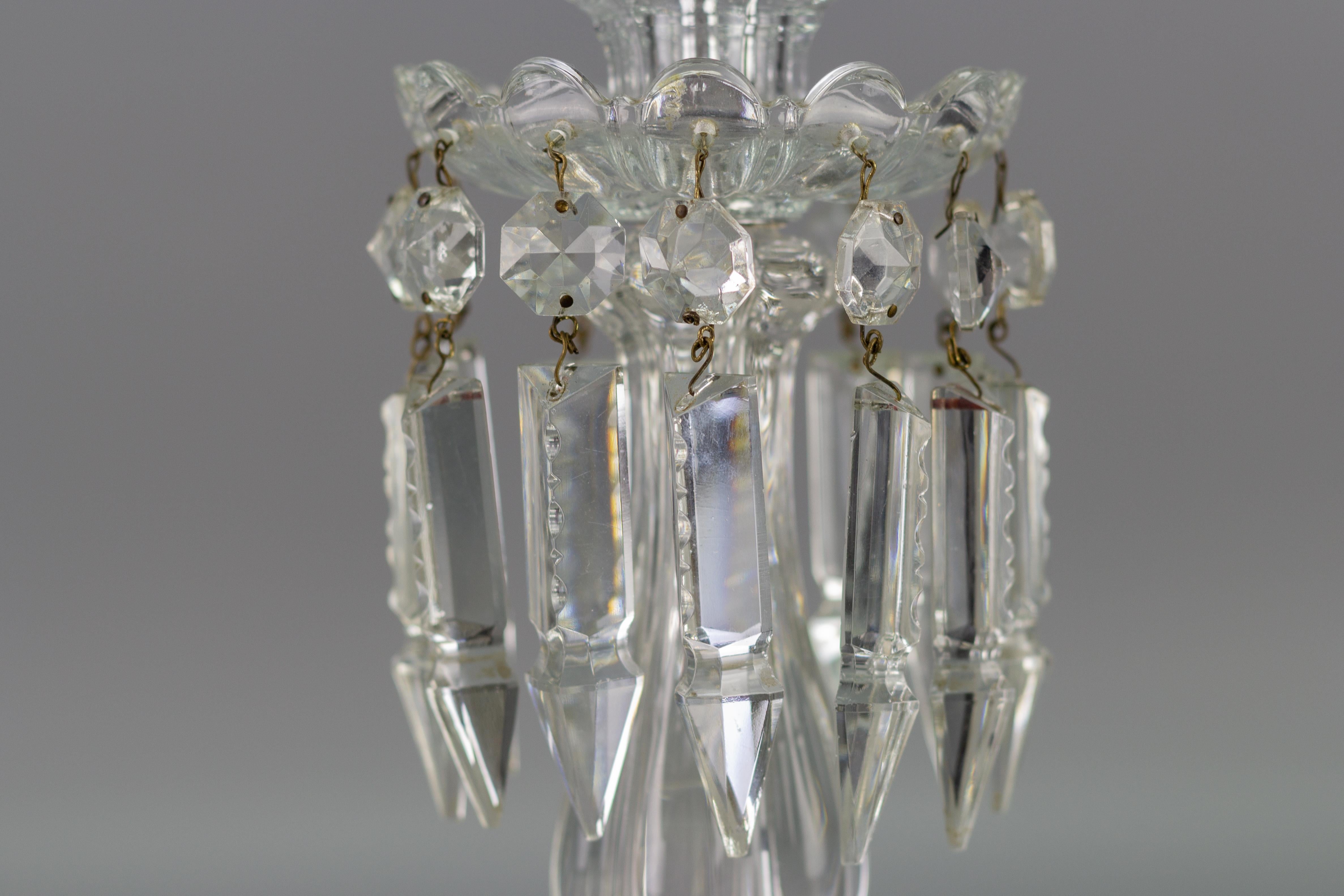 Neoclassical French Crystal and Cut Glass Hurricane Table Lamp