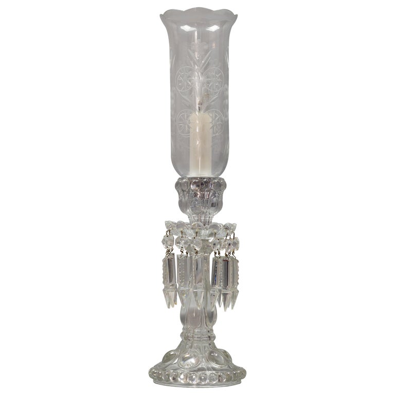 French Crystal and Cut Glass Hurricane Table Lamp at 1stDibs | vintage  quoizel hurricane lamps, cut glass hurricane lamp, glass hurricane lamps