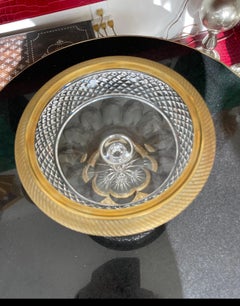 1940s French Crystal Tazza with Dore Bronze Base and Trim