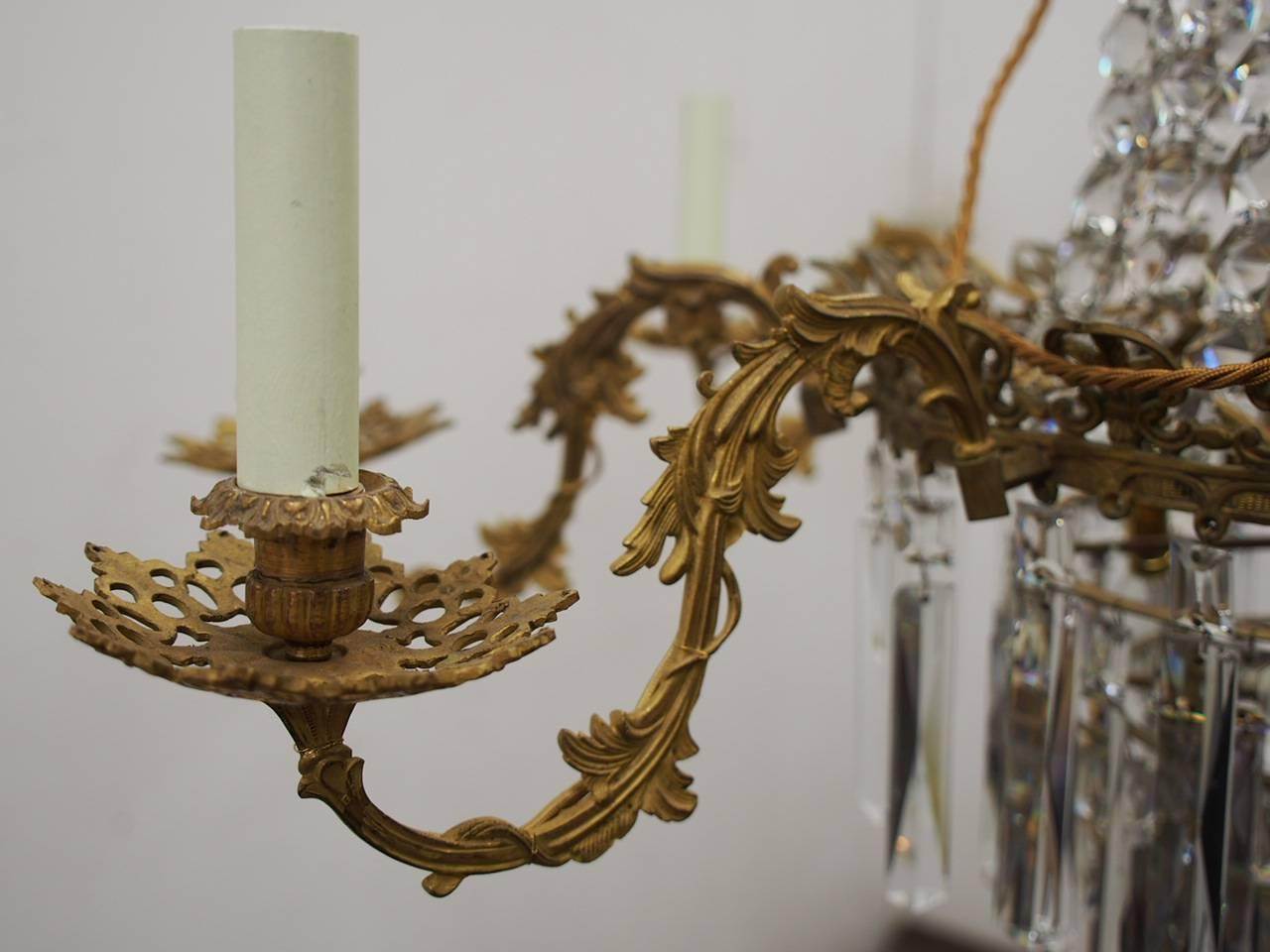 French Crystal and Gilded Brass Chandelier, circa 1880 5
