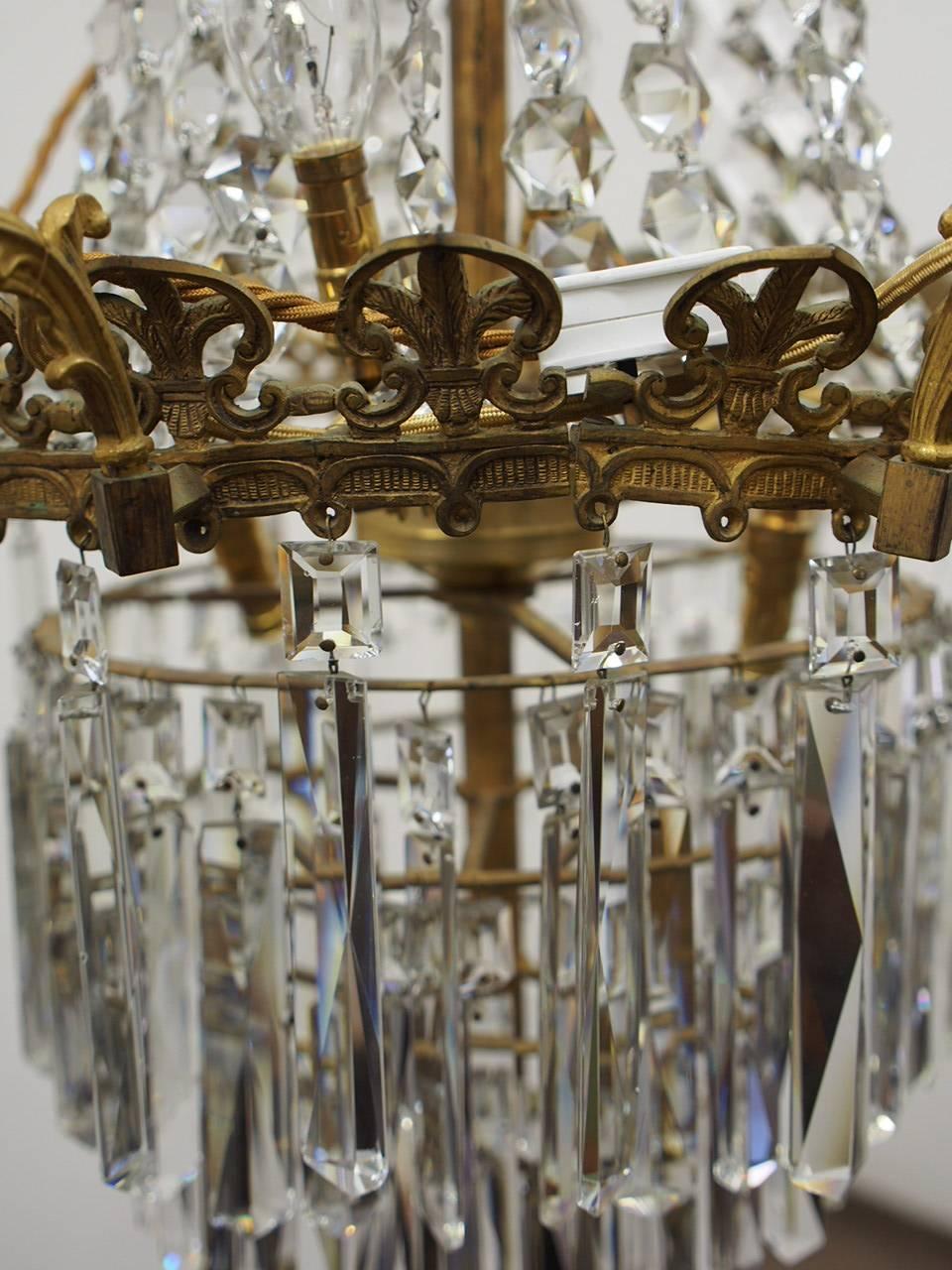 French Crystal and Gilded Brass Chandelier, circa 1880 6