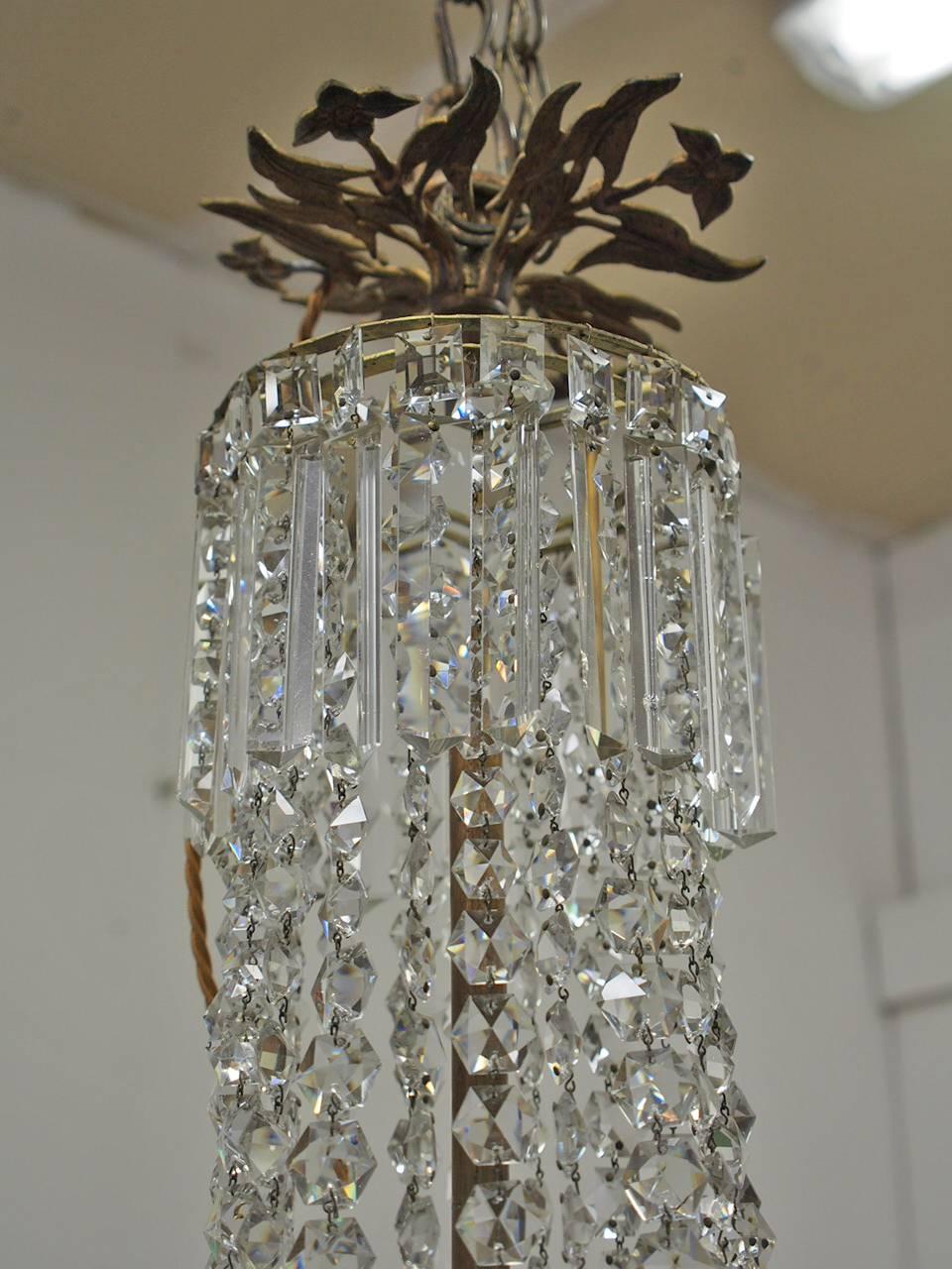 French Crystal and Gilded Brass Chandelier, circa 1880 3