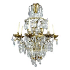 French Crystal and Gilt Bronze Chandelier by Maison Baguès for Jansen