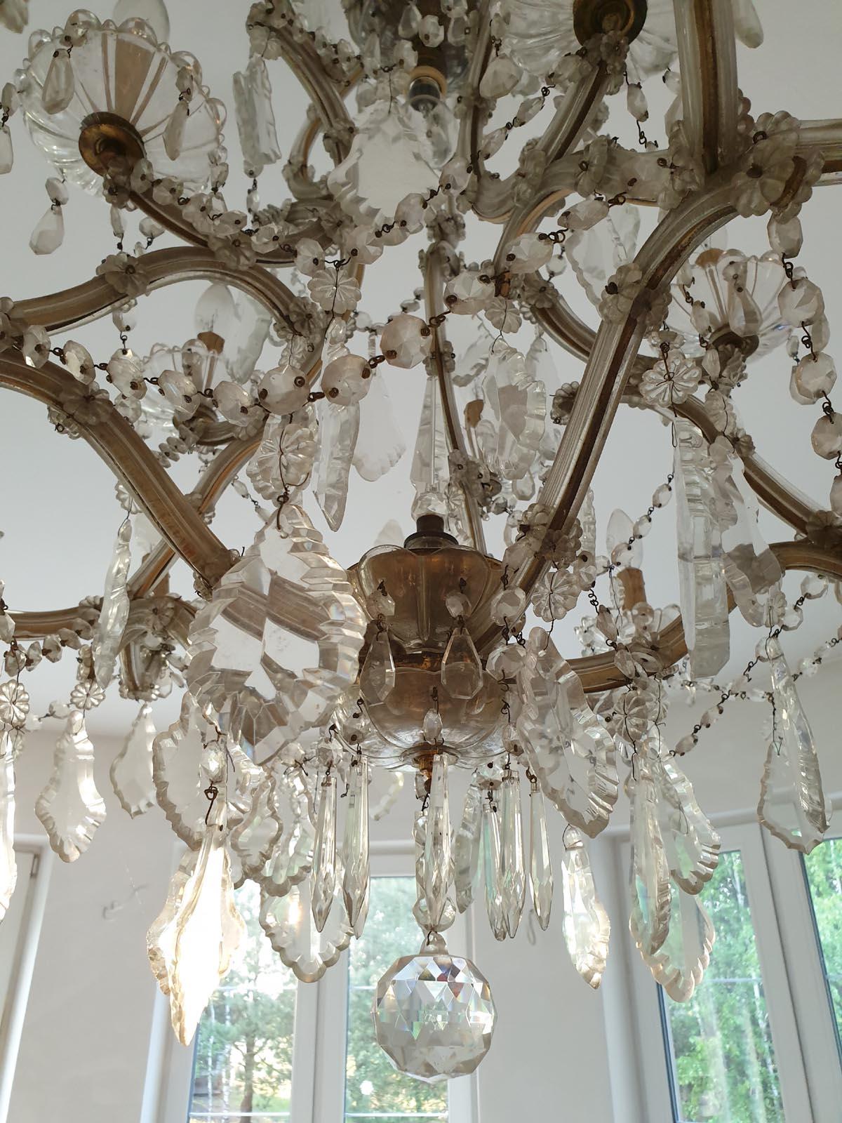 French Crystal and Glass Marie Therese Chandelier with Fifteen Light Two Tier 6