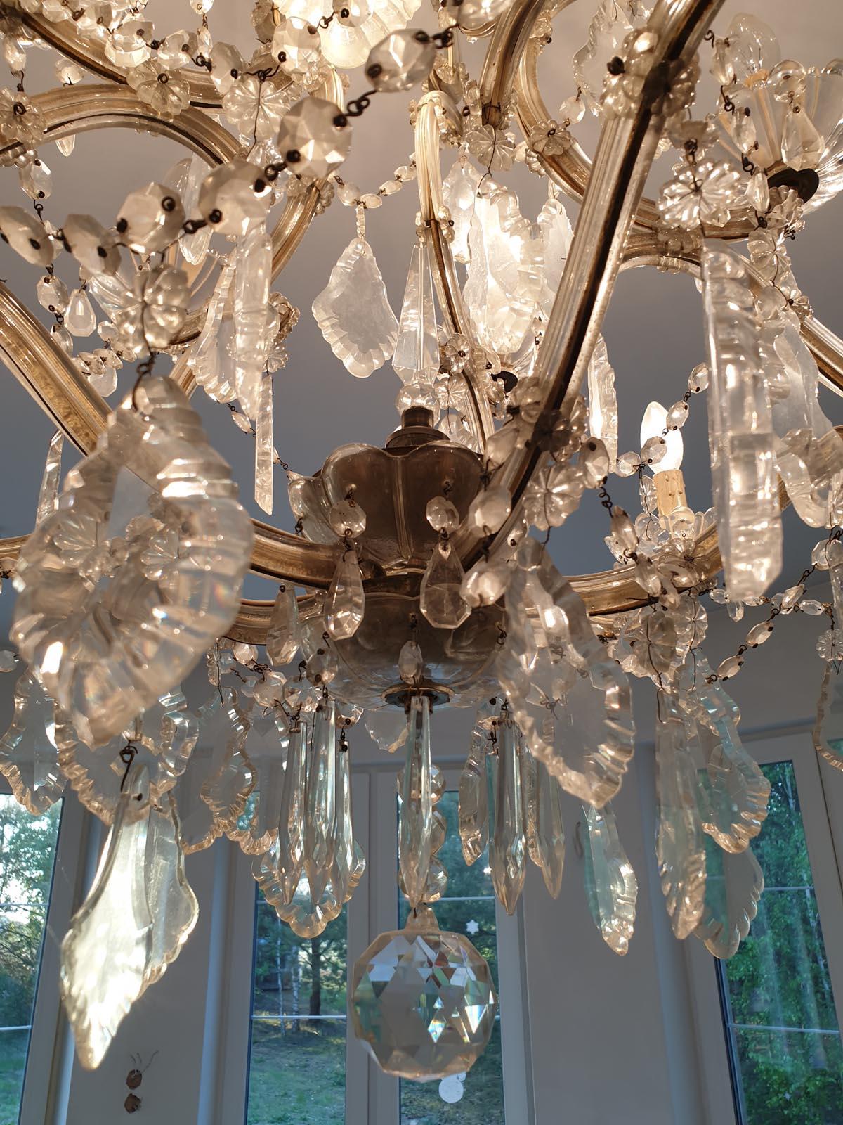 French Crystal and Glass Marie Therese Chandelier with Fifteen Light Two Tier 7