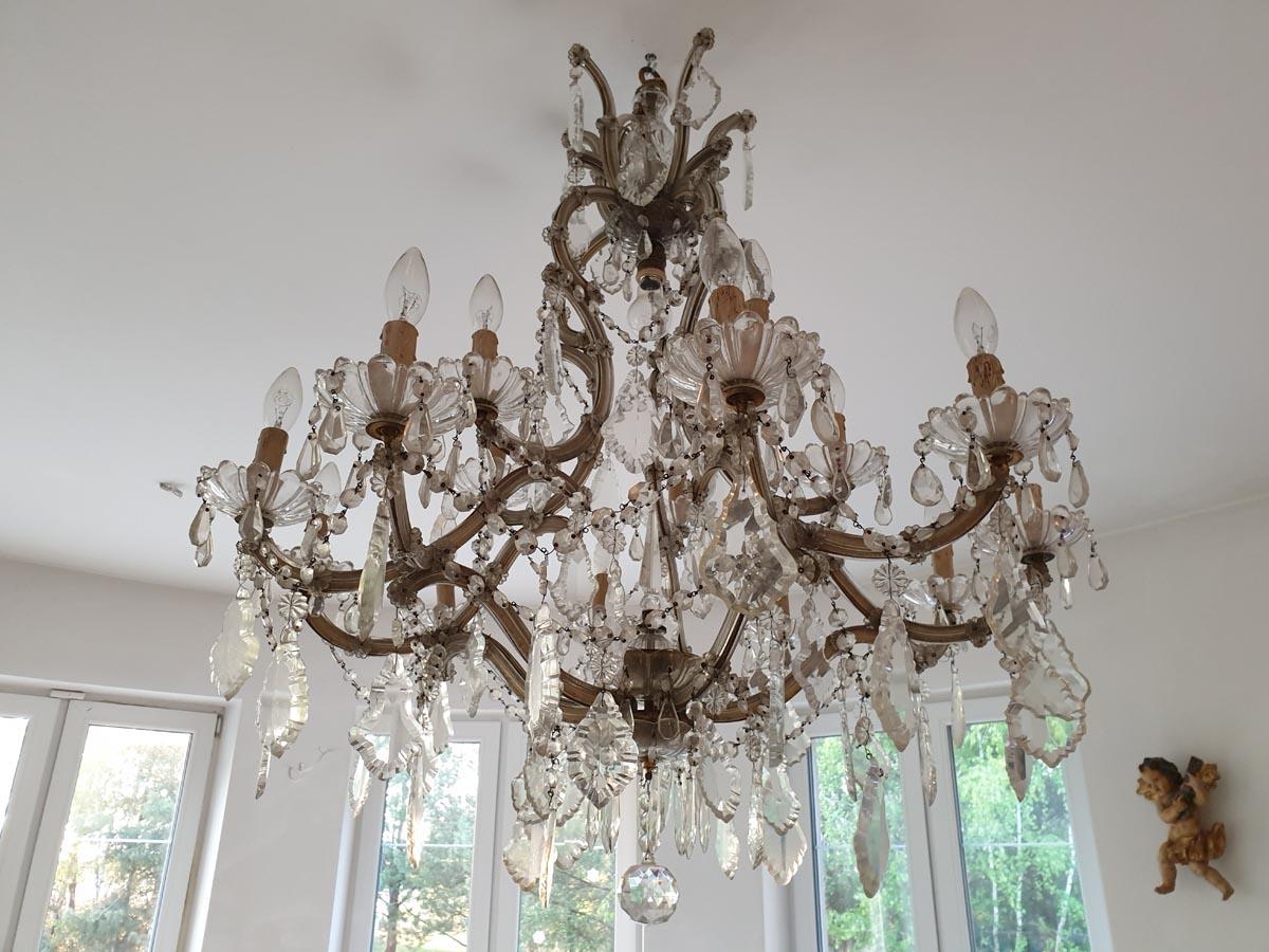 French Crystal and Glass Marie Therese Chandelier with Fifteen Light Two Tier In Good Condition In Liverpool, GB