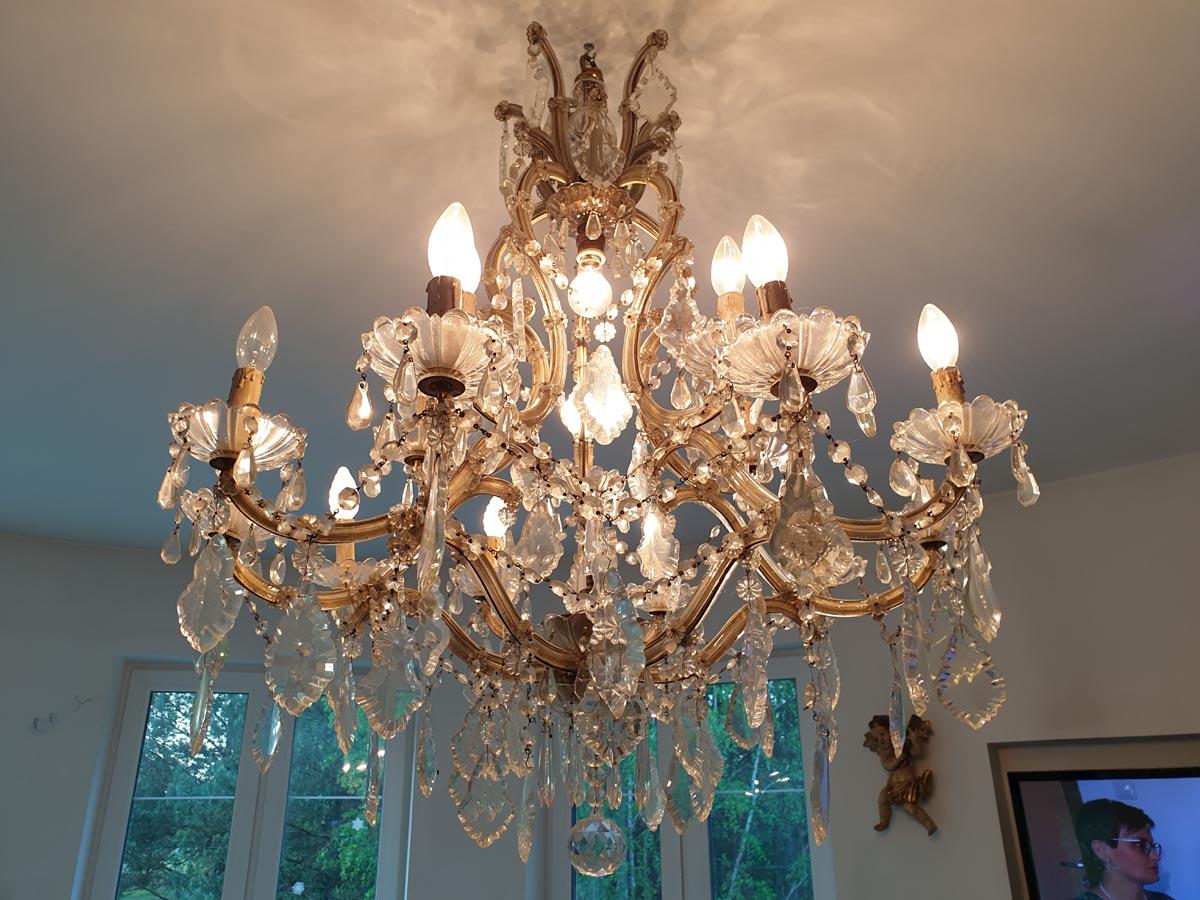 20th Century French Crystal and Glass Marie Therese Chandelier with Fifteen Light Two Tier