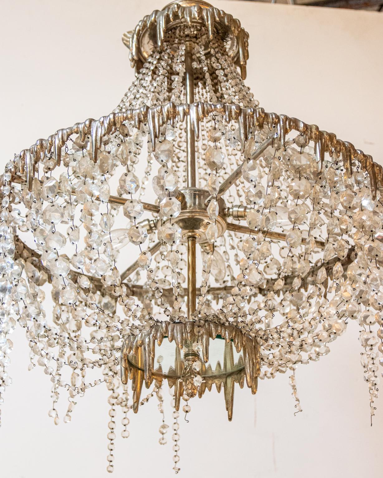 French Crystal and Mirror Chandelier For Sale 1