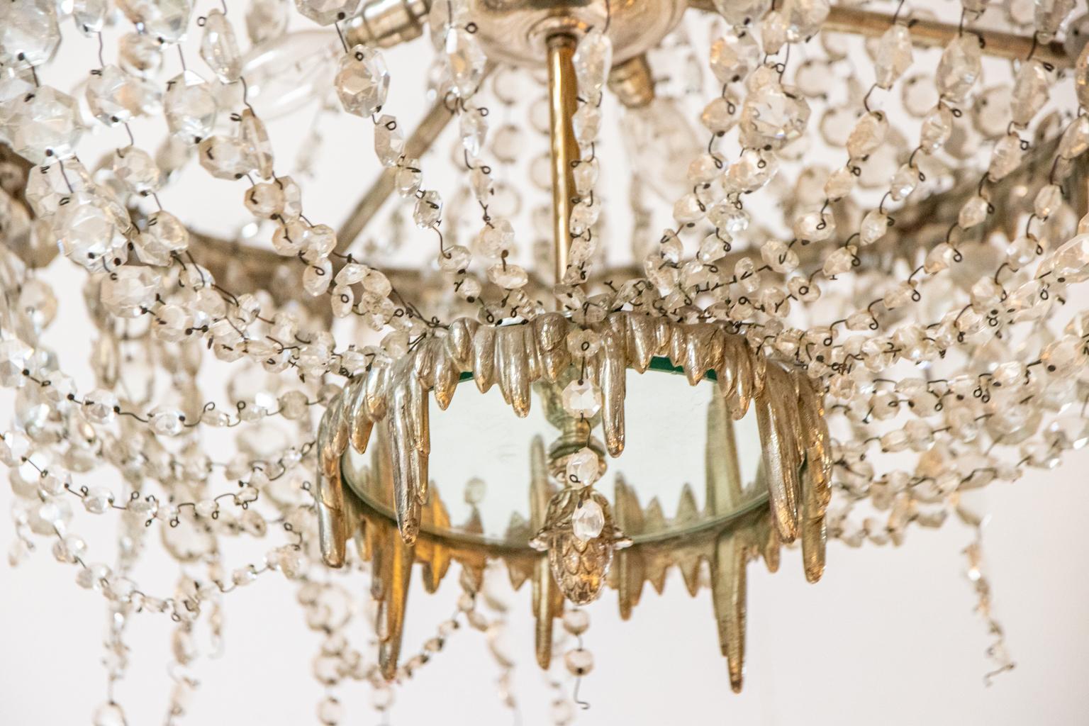 French Crystal and Mirror Chandelier For Sale 2