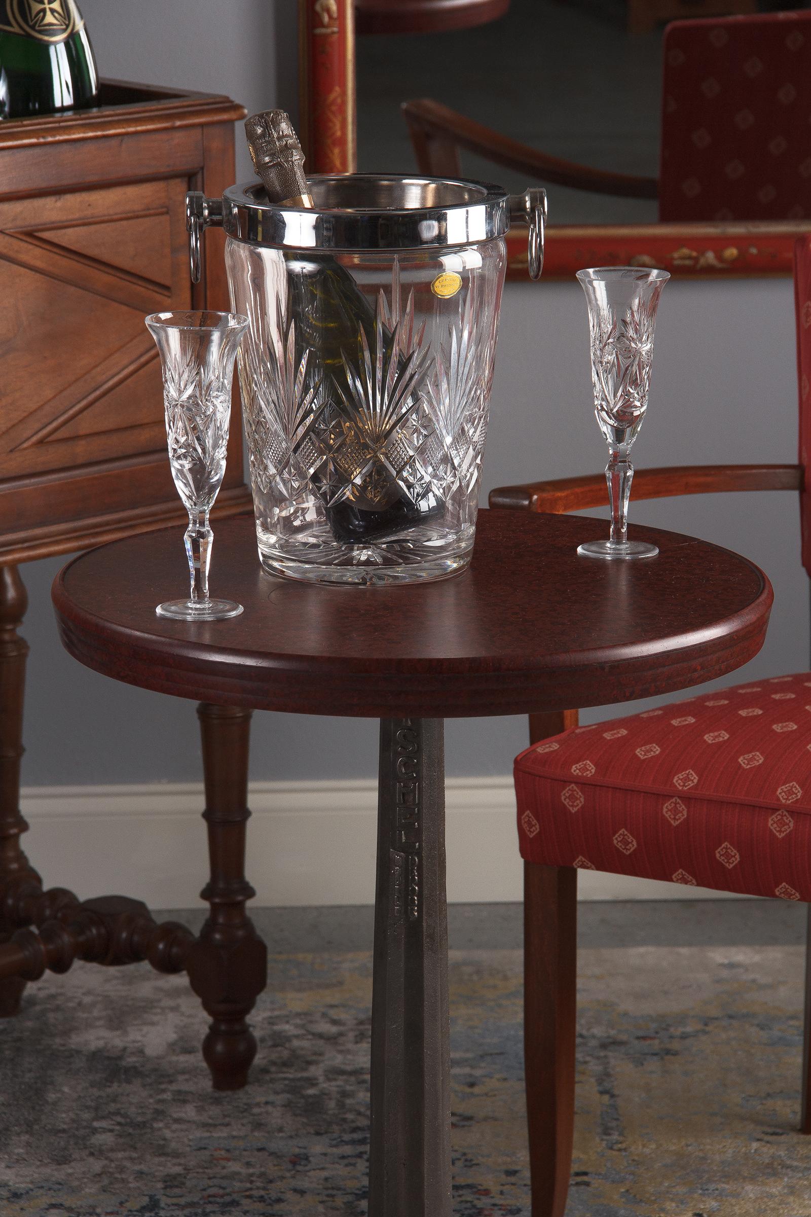 French Crystal and Silver Metal Ice Bucket, 1970s 5