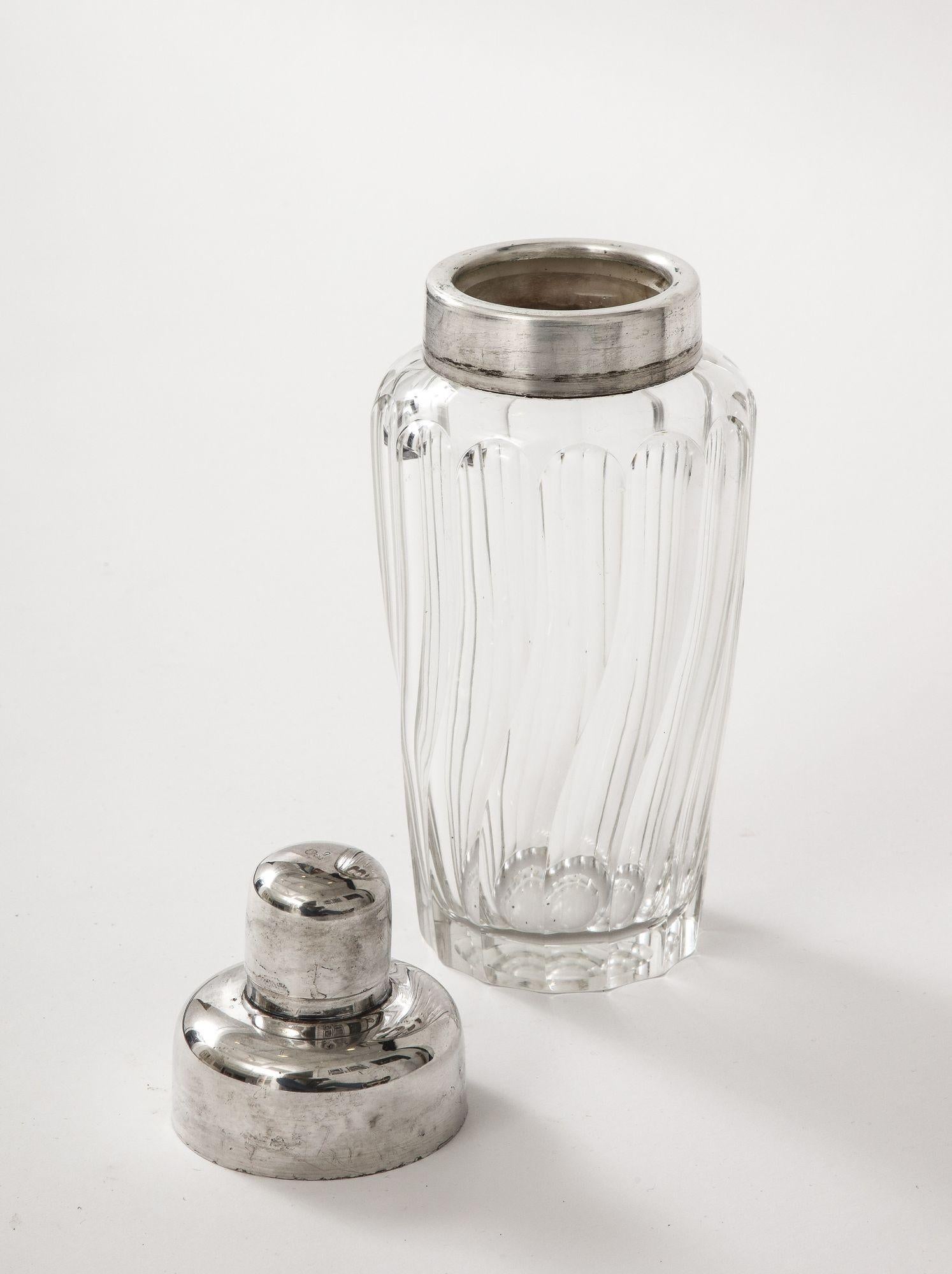 French Crystal and Silver Cocktail Shaker For Sale 4