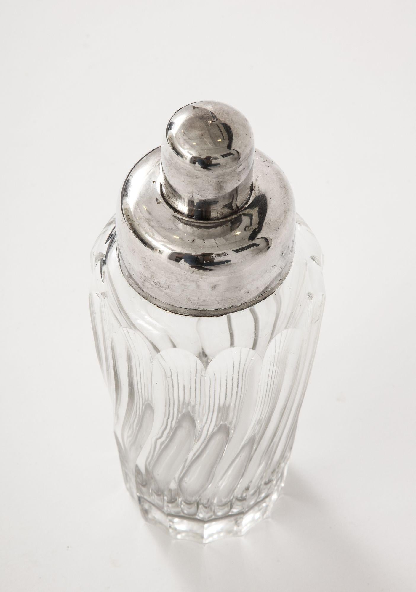 French Crystal and Silver Cocktail Shaker For Sale 5