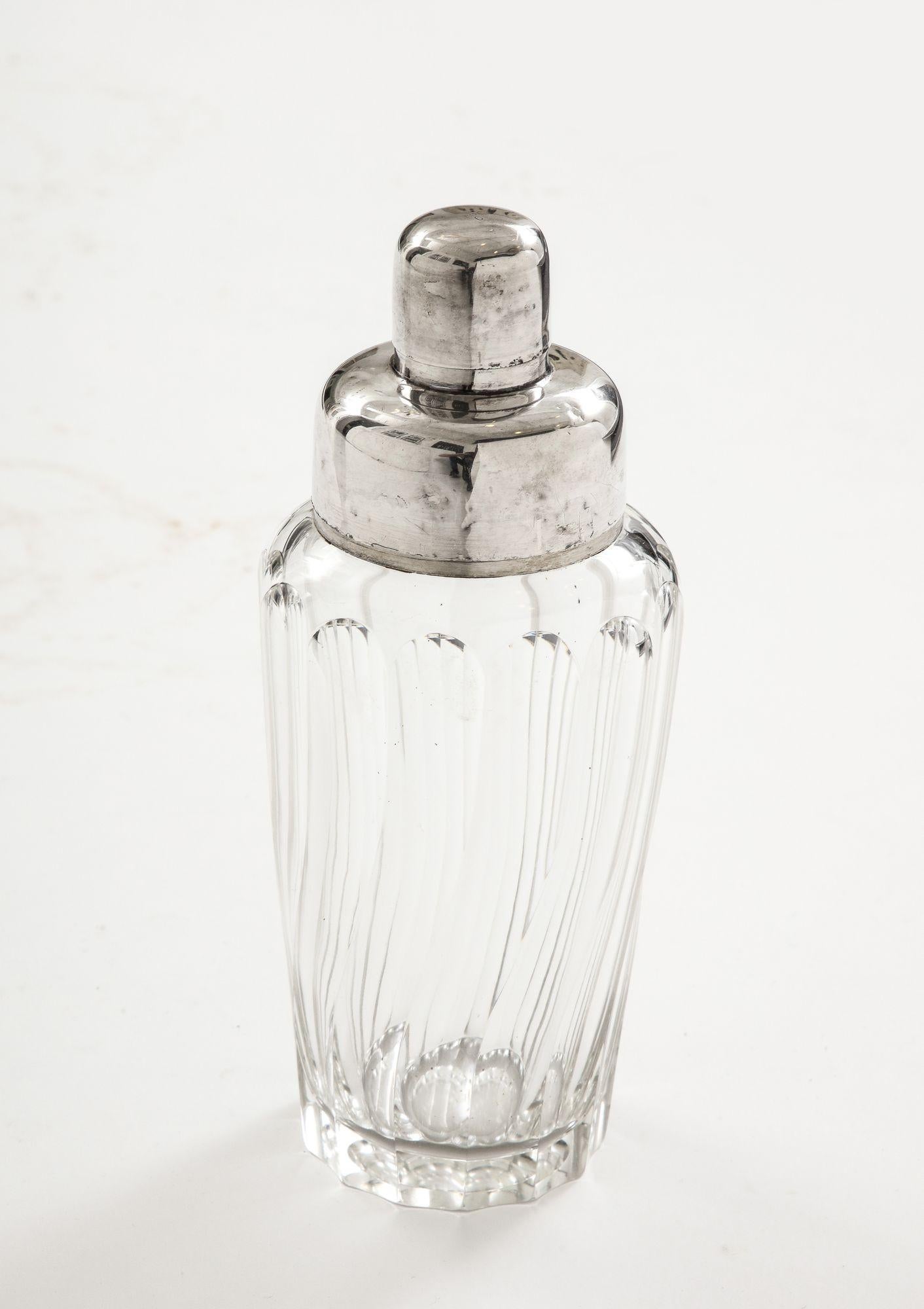 French Crystal and Silver Cocktail Shaker For Sale 6