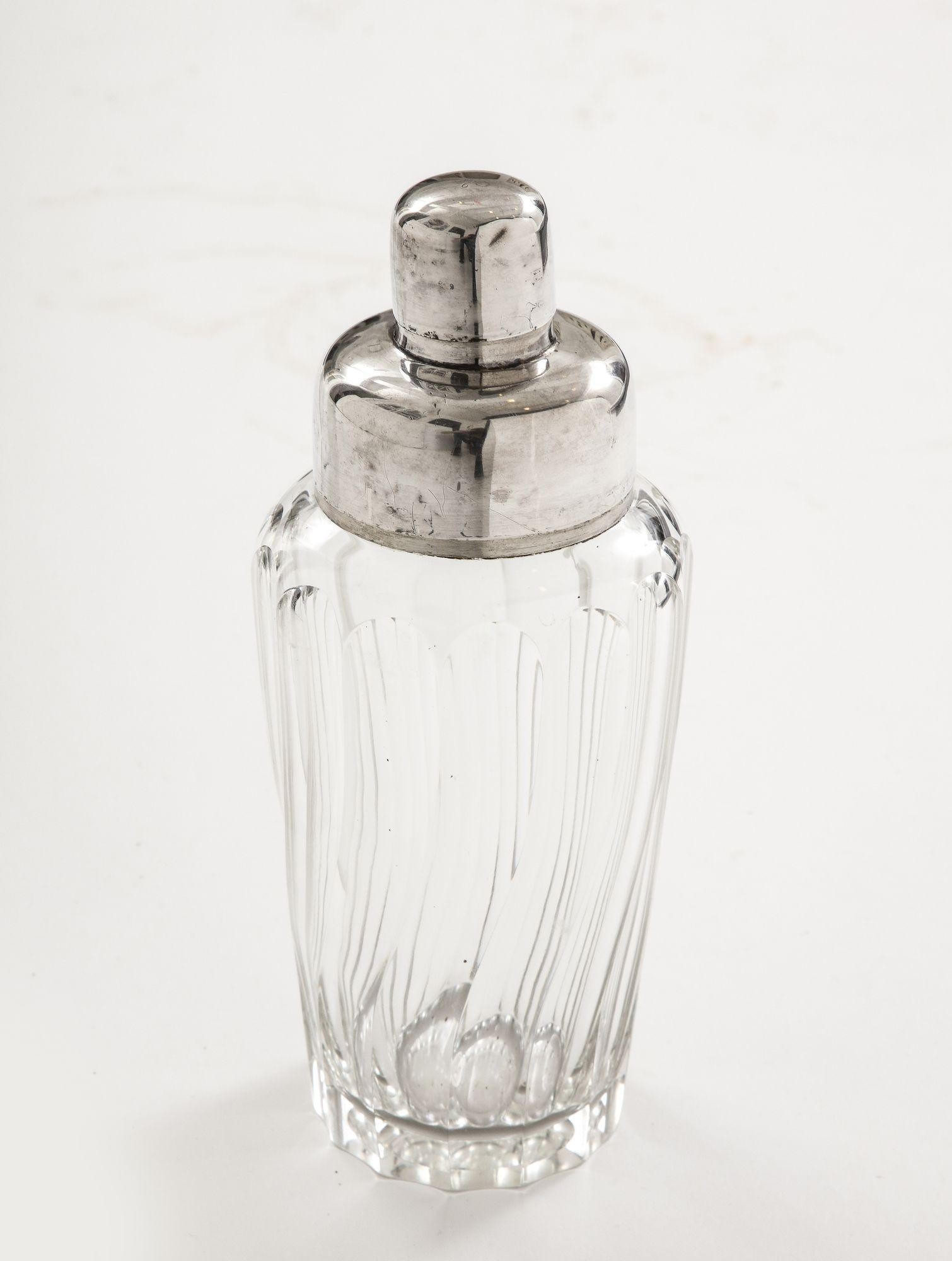 French Crystal and Silver Cocktail Shaker For Sale 7