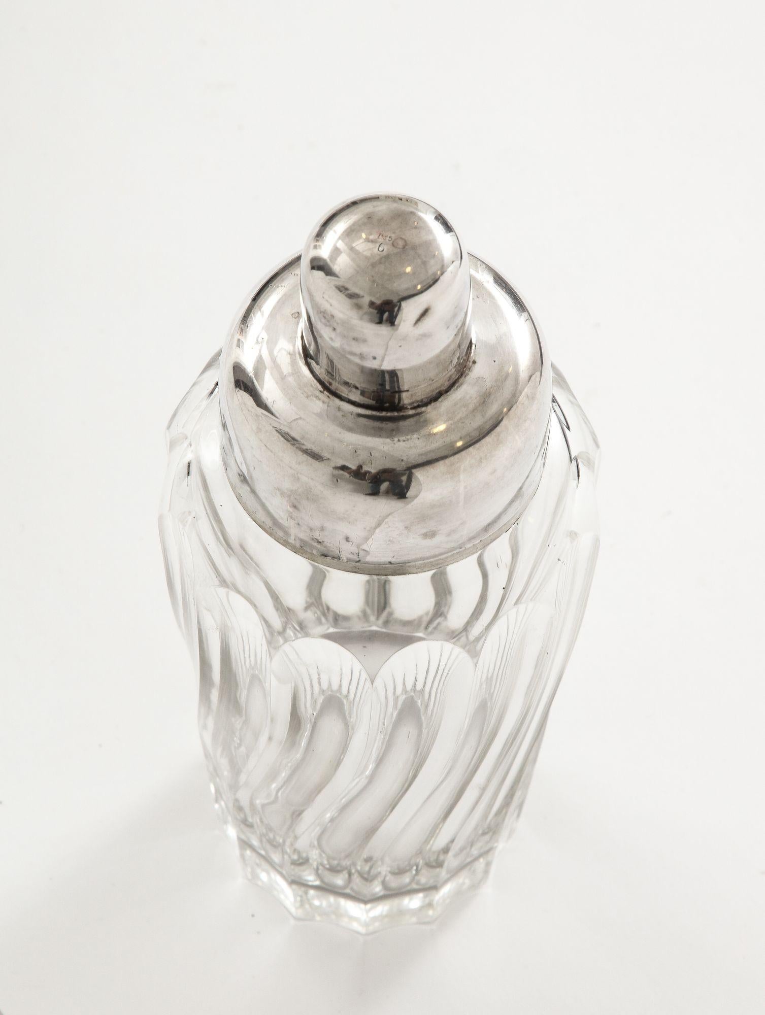 French Crystal and Silver Cocktail Shaker For Sale 8