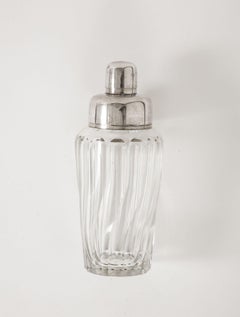 Shakers à cocktail en cristal français et en argent