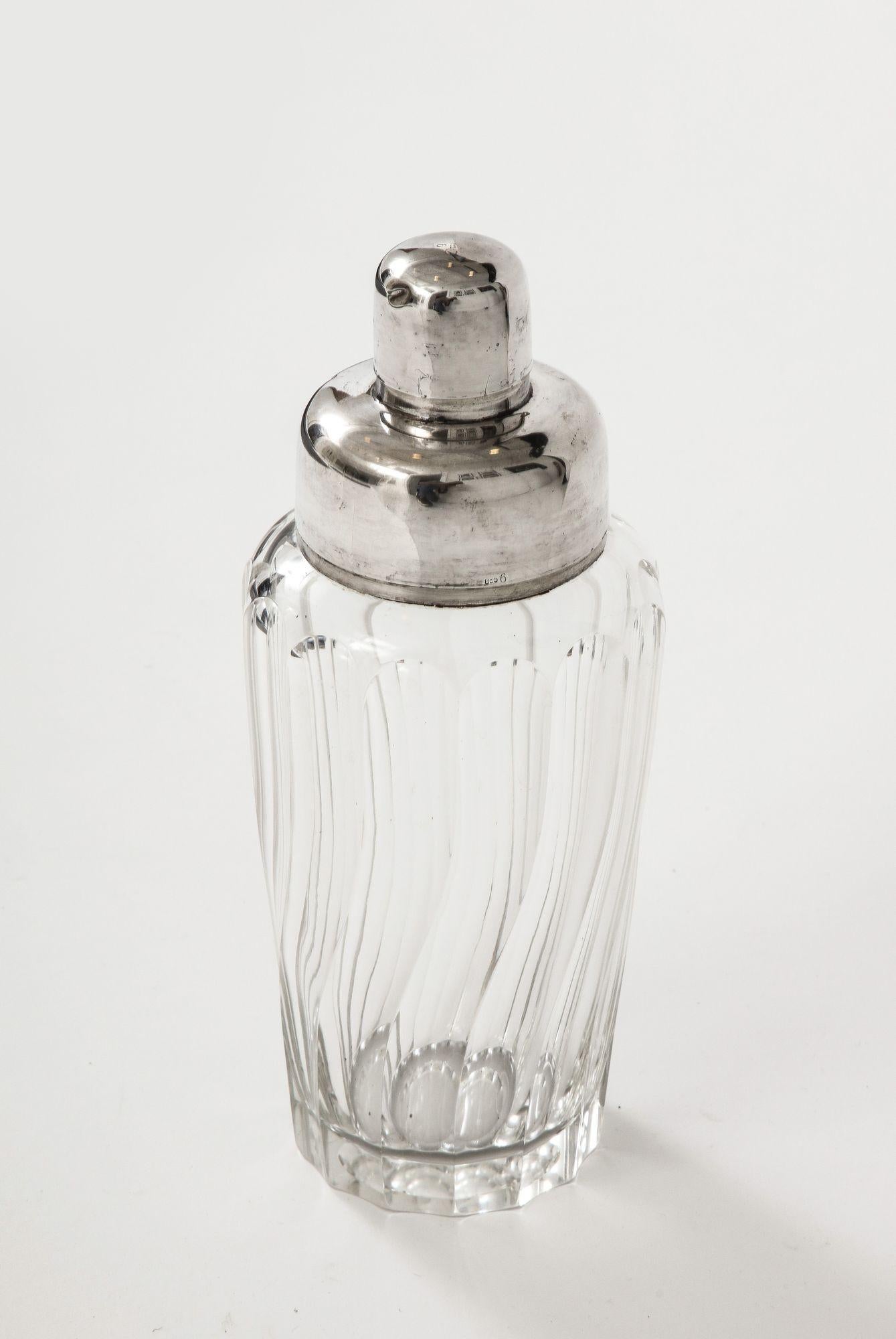 French Crystal and Silver Cocktail Shaker In Good Condition For Sale In New York, NY