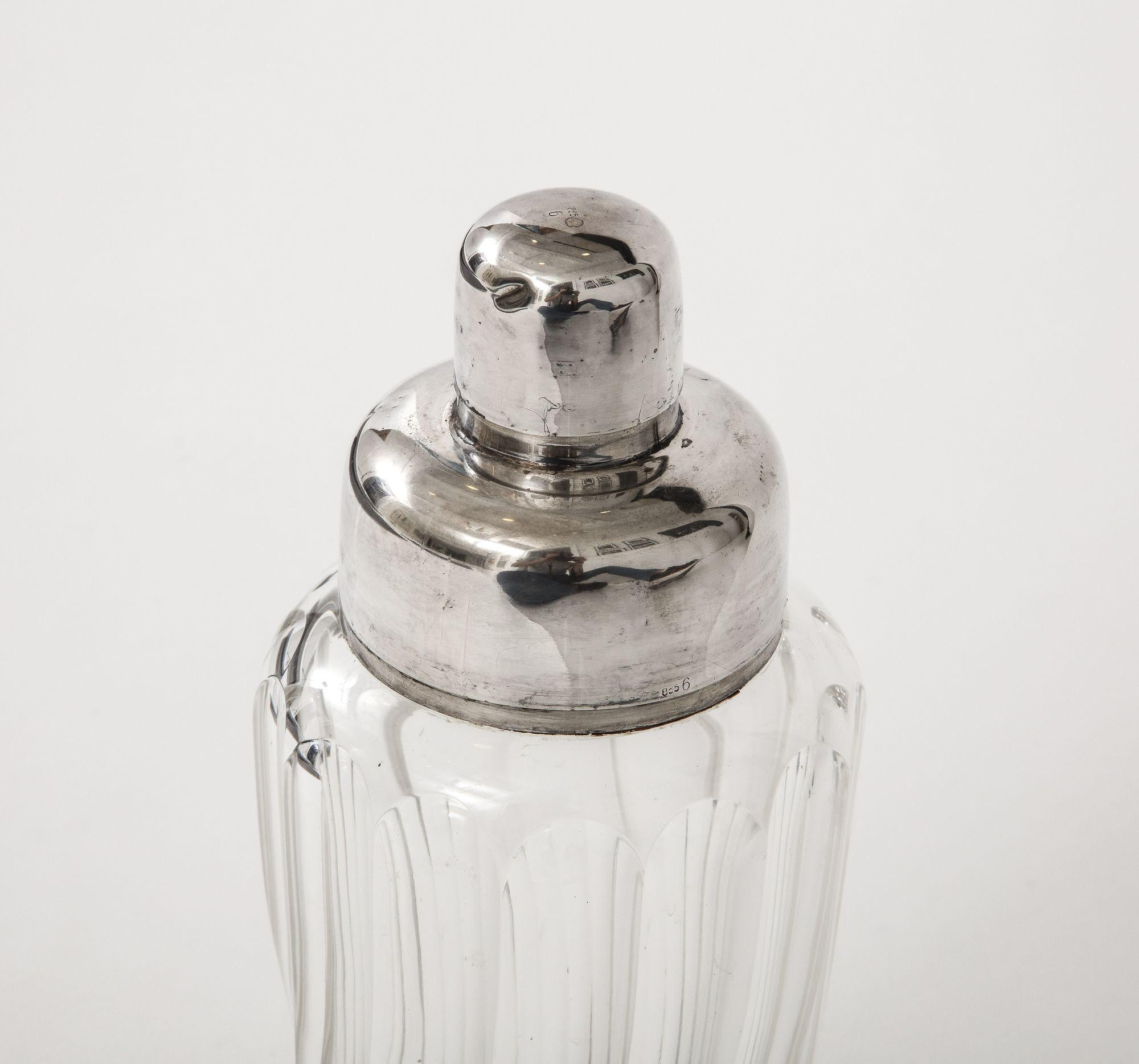 Silver Plate French Crystal and Silver Cocktail Shaker For Sale
