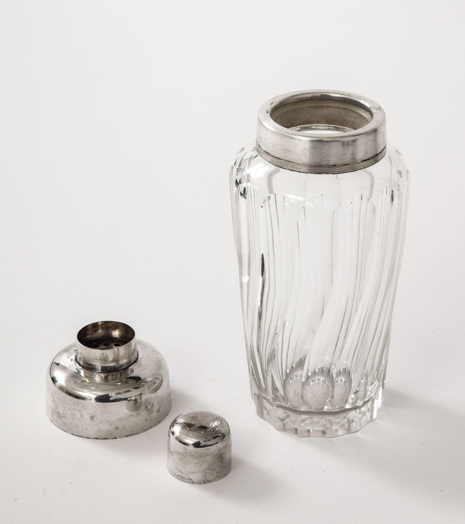 French Crystal and Silver Cocktail Shaker For Sale 3