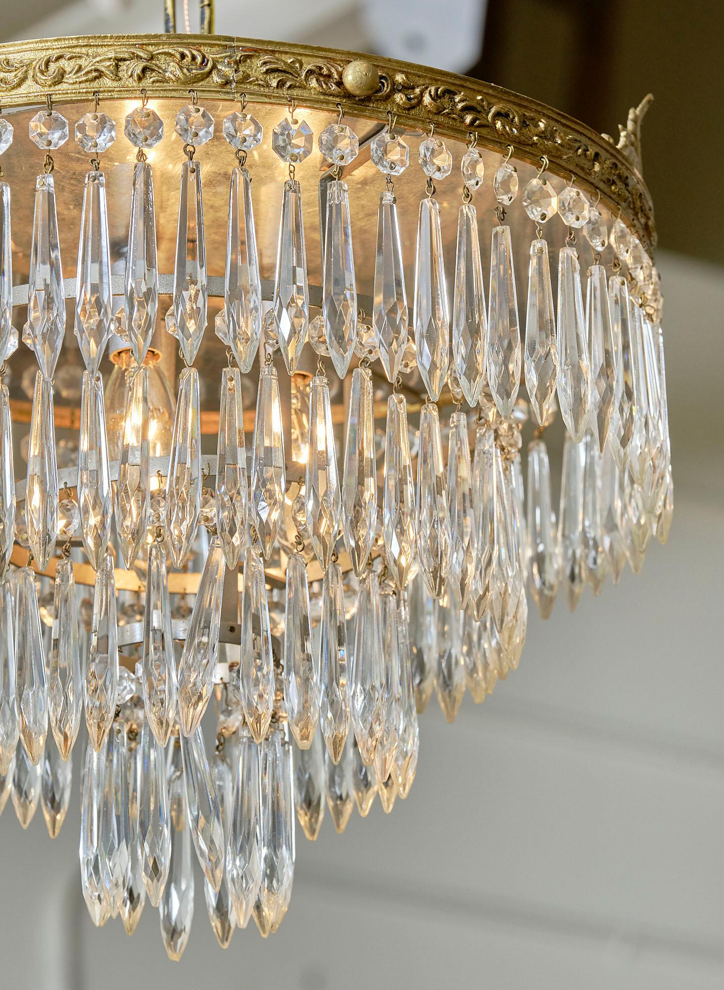 Early 20th Century French Crystal Antique Chandelier