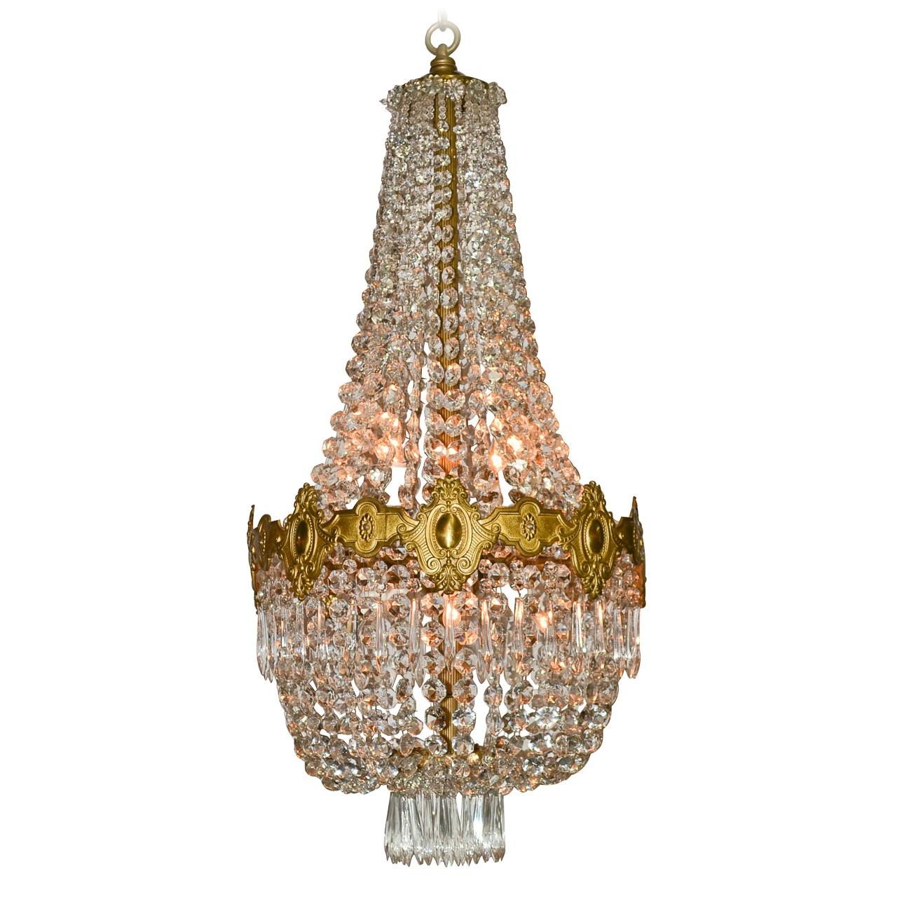 French Crystal Basket-Form Chandelier