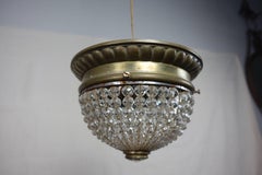 French Crystal Beaded Ceiling Fixture, circa 1920s