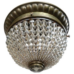 Antique French Crystal Beaded Ceiling Fixture, circa 1920s