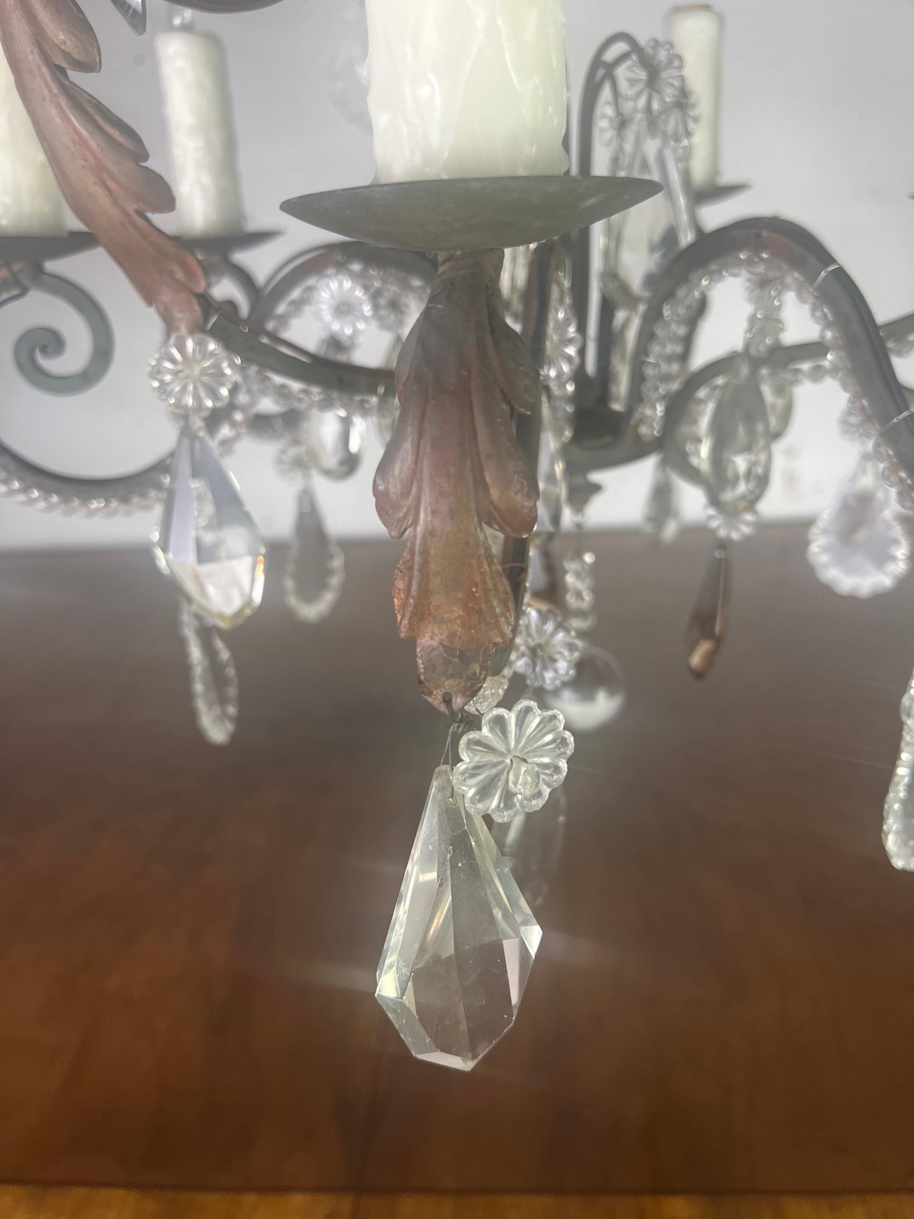 Lampadario di cristallo francese con perline C.I.C. in vendita 3