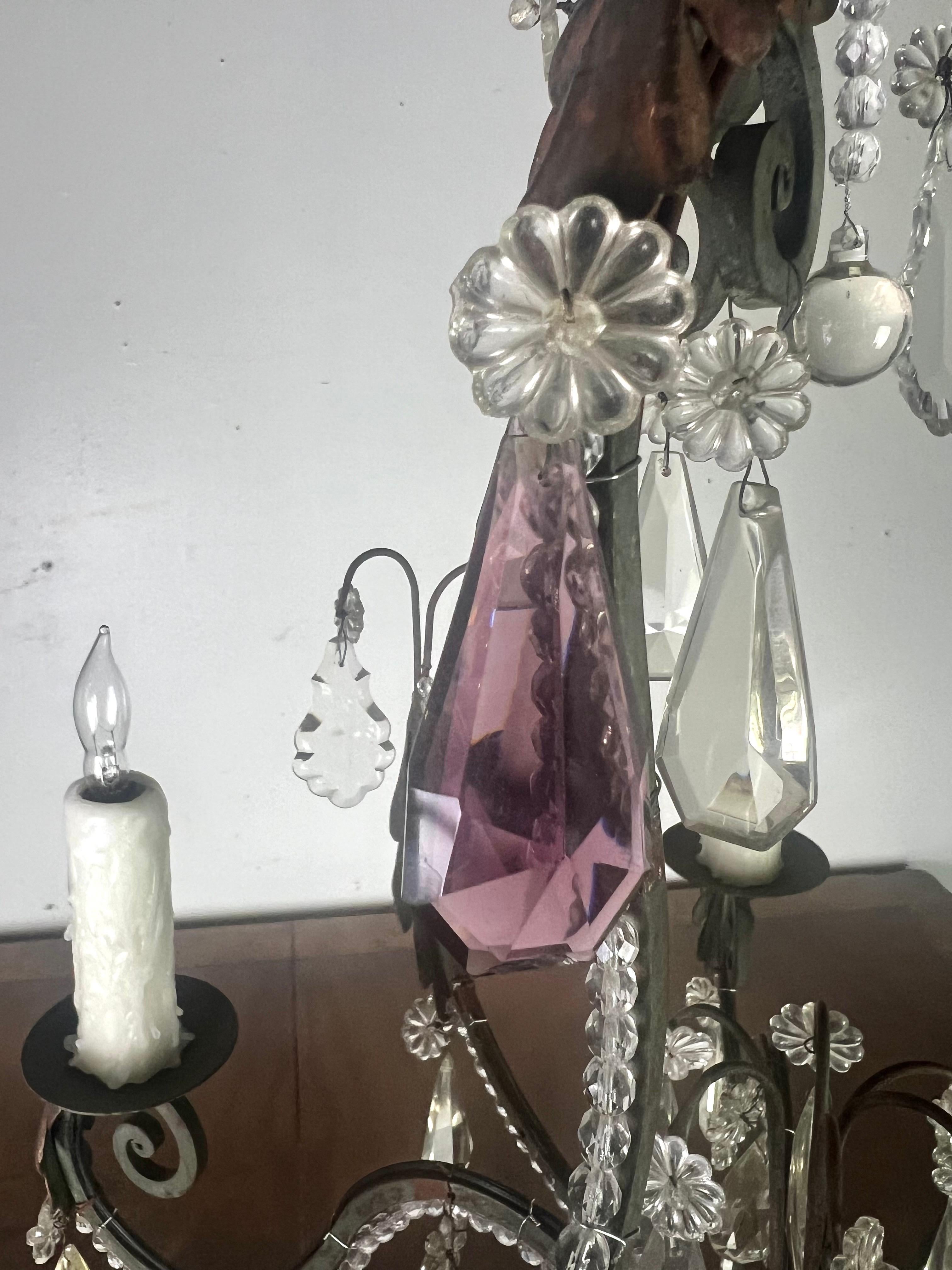 Lampadario di cristallo francese con perline C.I.C. in vendita 4