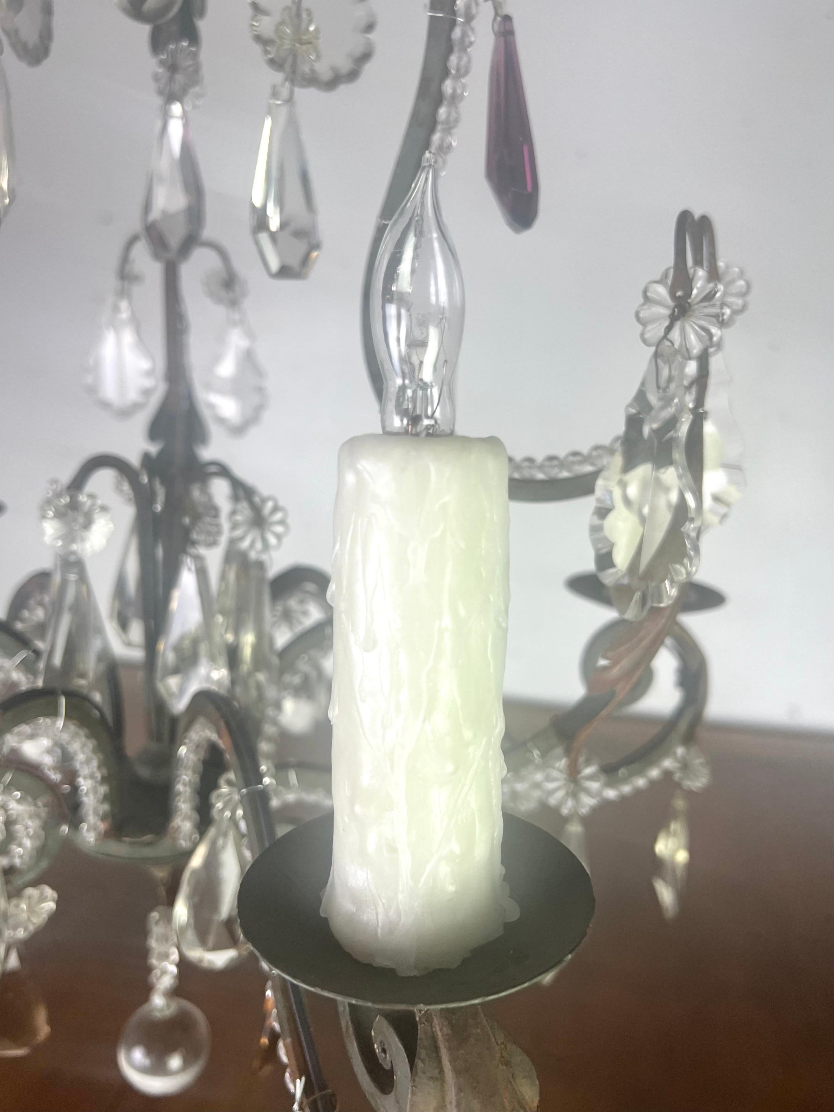 Lampadario di cristallo francese con perline C.I.C. in vendita 2