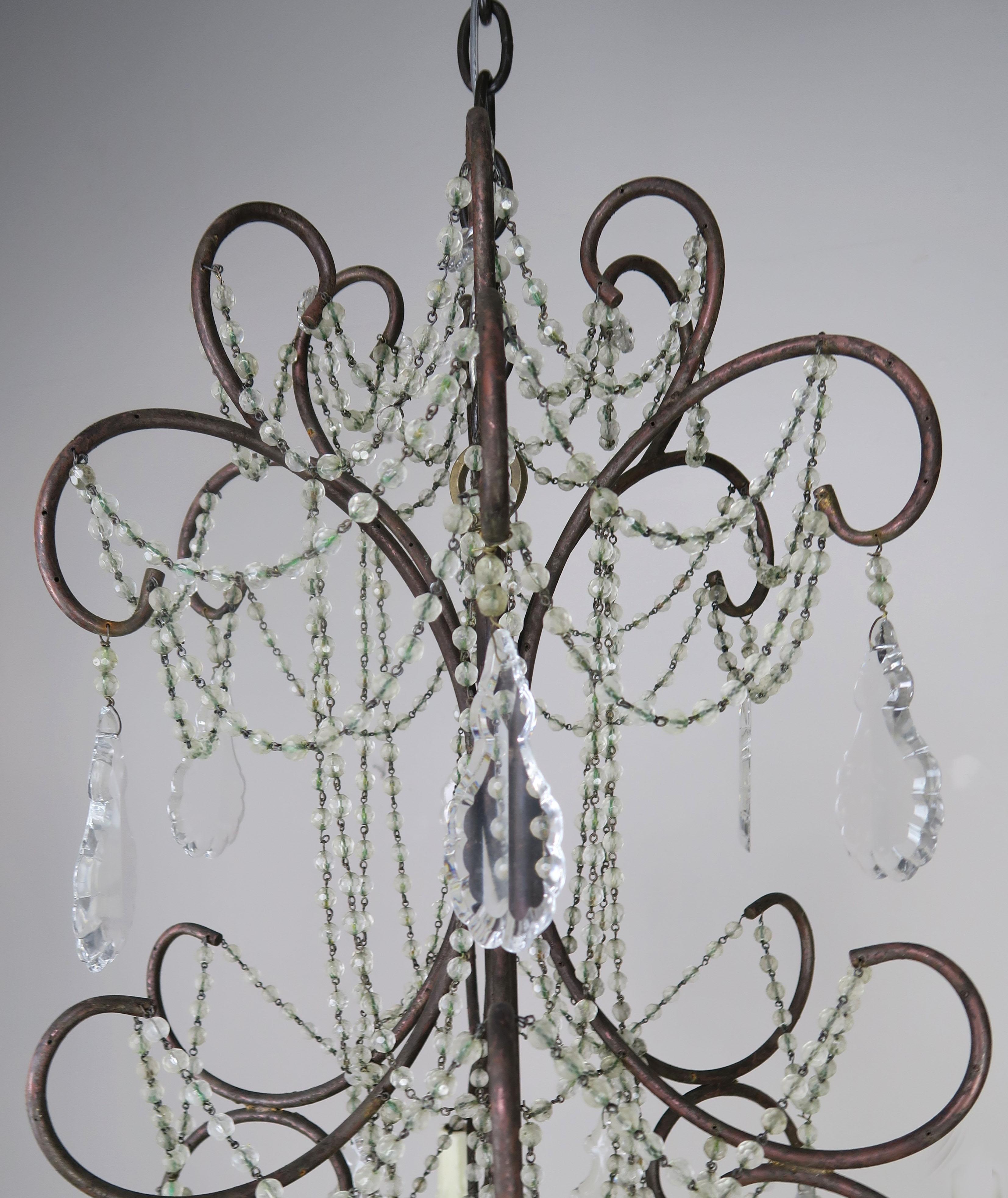 French Crystal Beaded Chandelier, circa 1940s 5