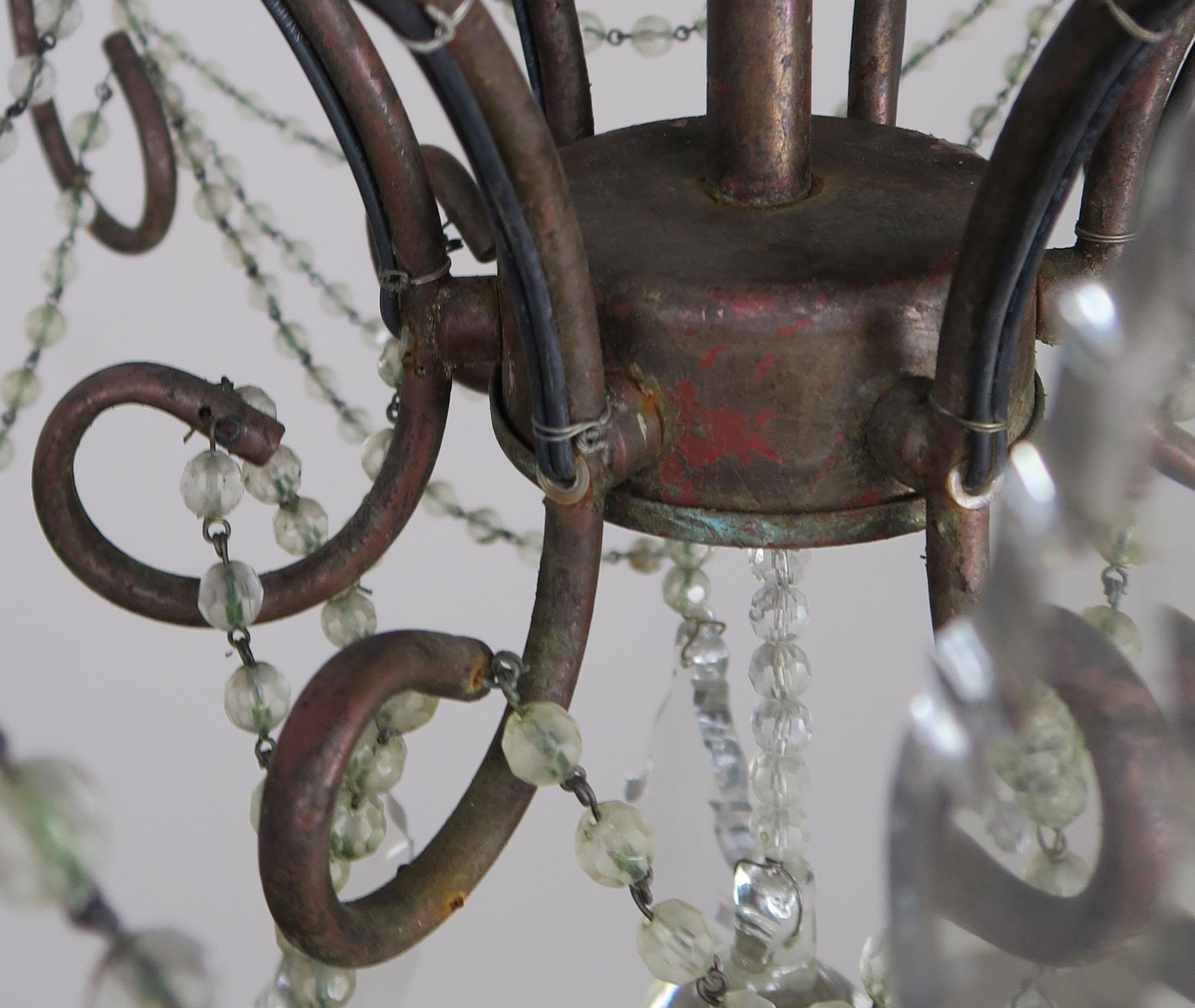 French Crystal Beaded Chandelier, circa 1940s 6
