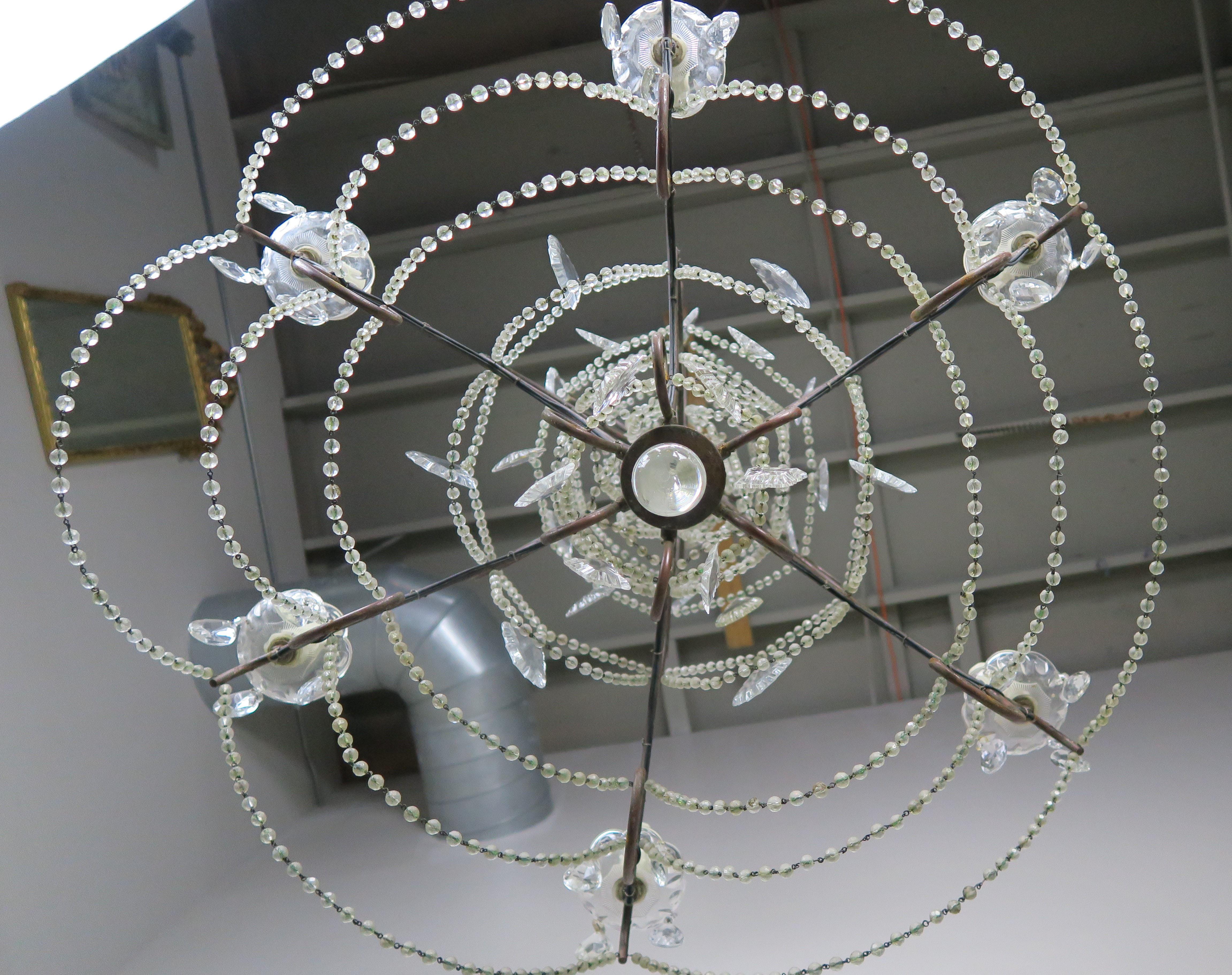 French Crystal Beaded Chandelier, circa 1940s 7