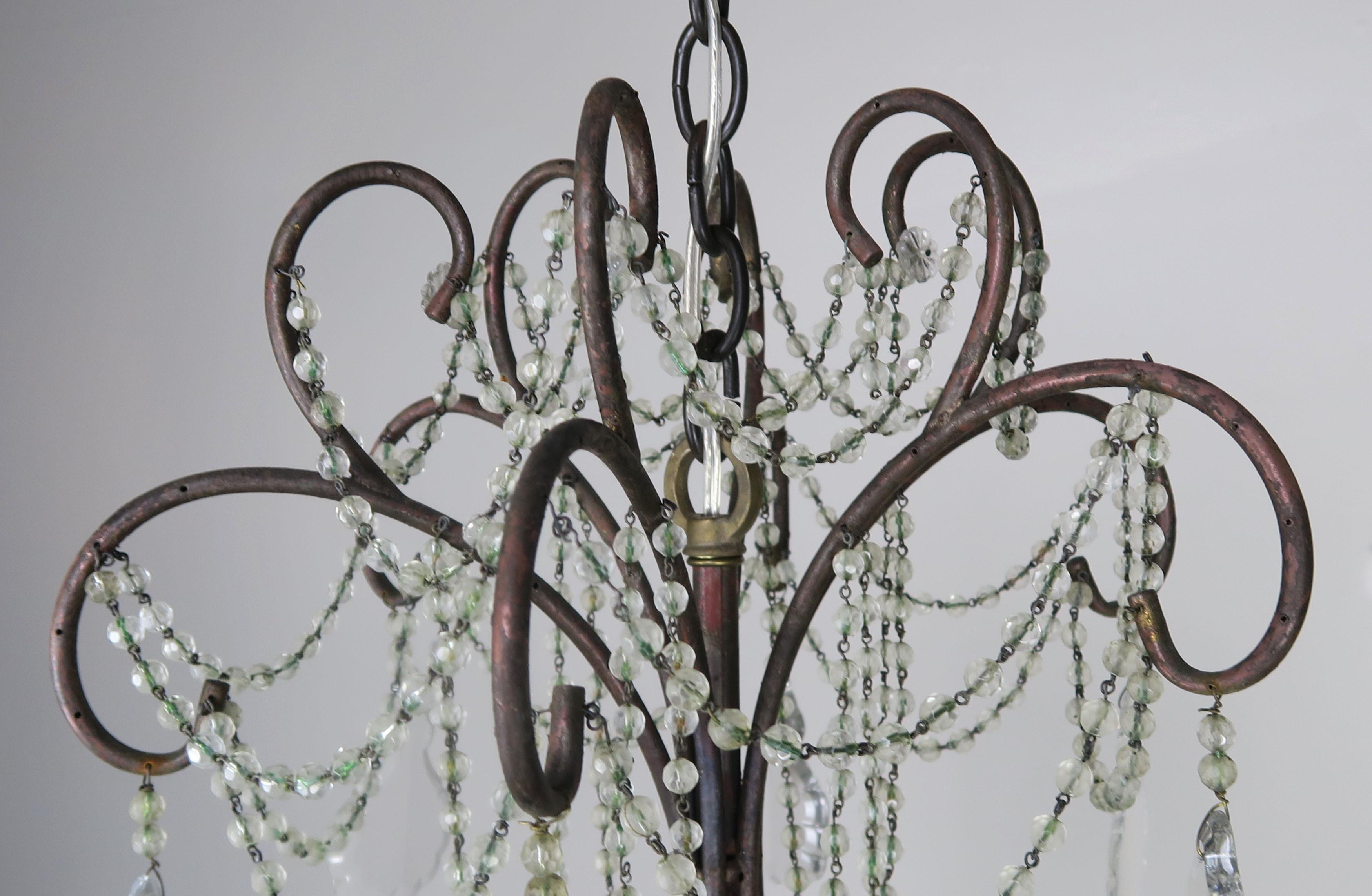 Mid-20th Century French Crystal Beaded Chandelier, circa 1940s