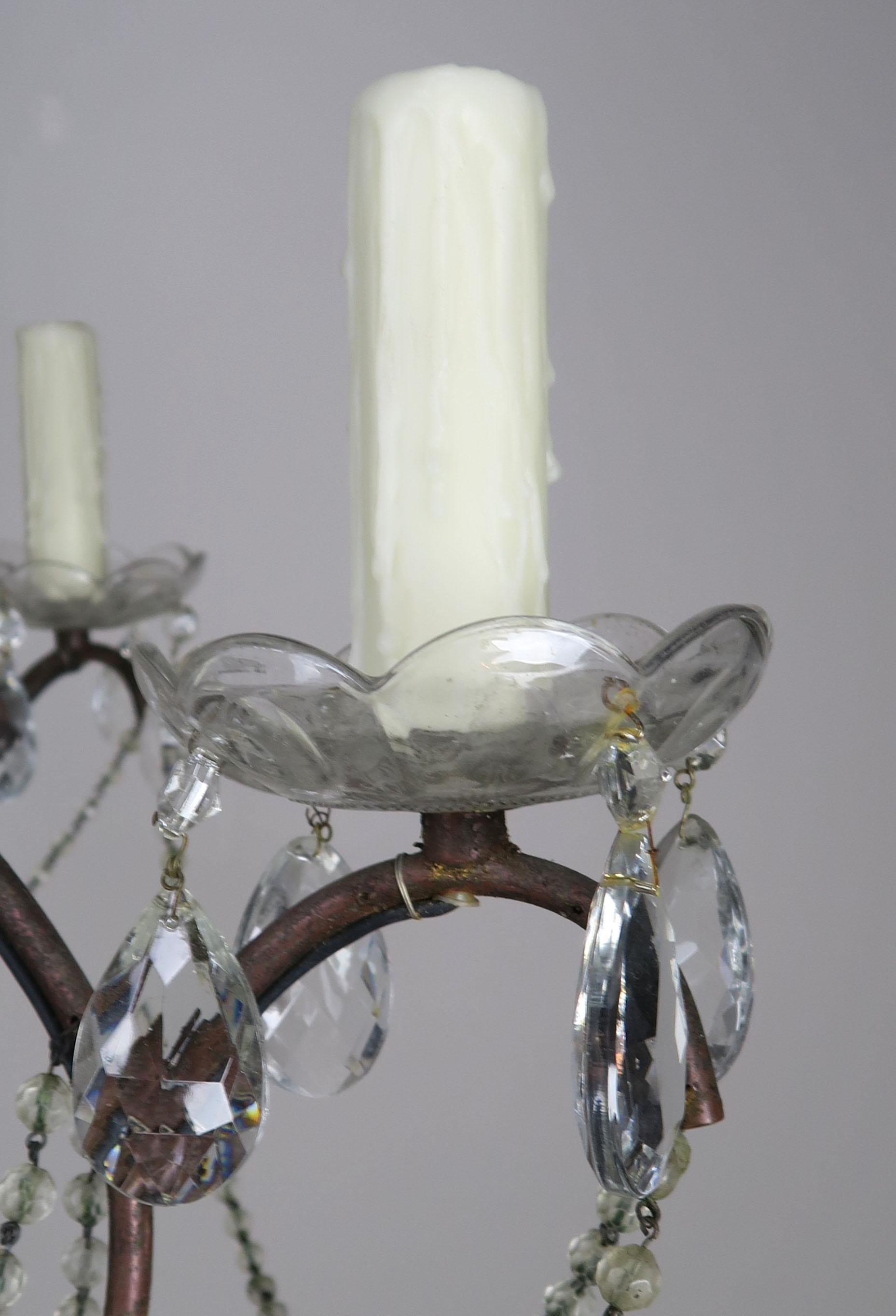 French Crystal Beaded Chandelier, circa 1940s 3