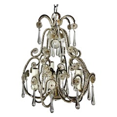French Crystal Beaded Chandelier, circa 1930s